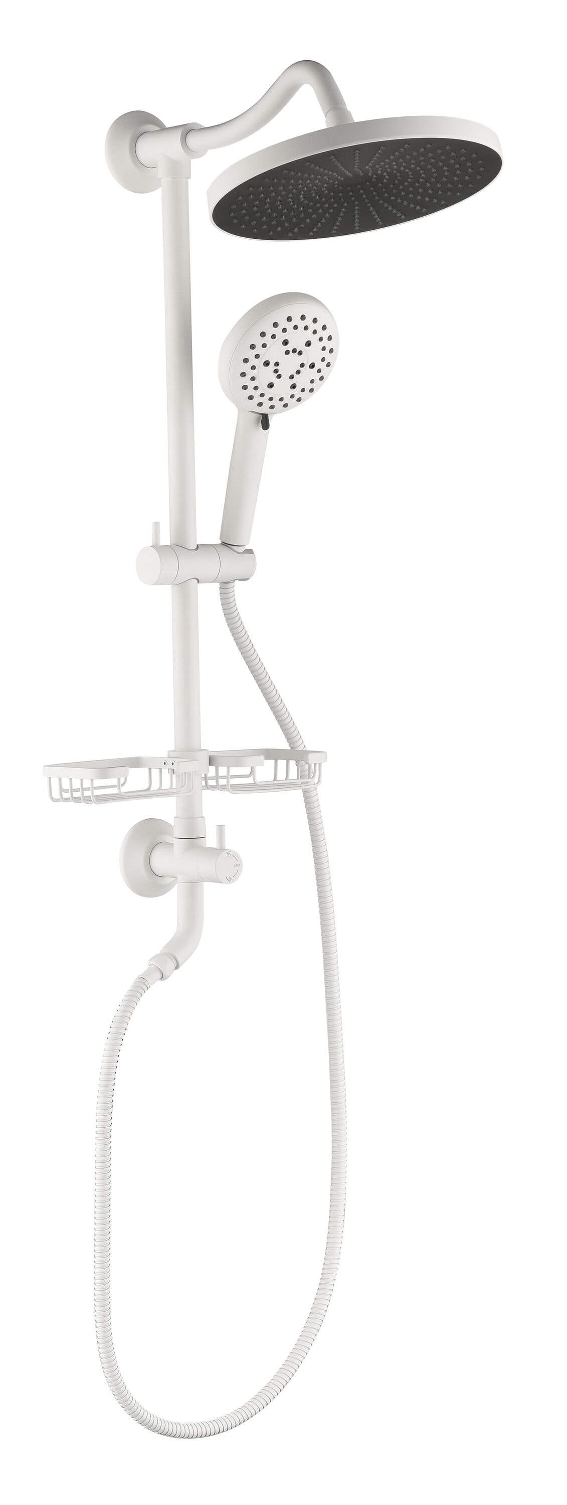 LOVMOR -  Shower System White Brass Wall Mounted 10 inch Shower Faucet with Hand Shower 4 Spray S...