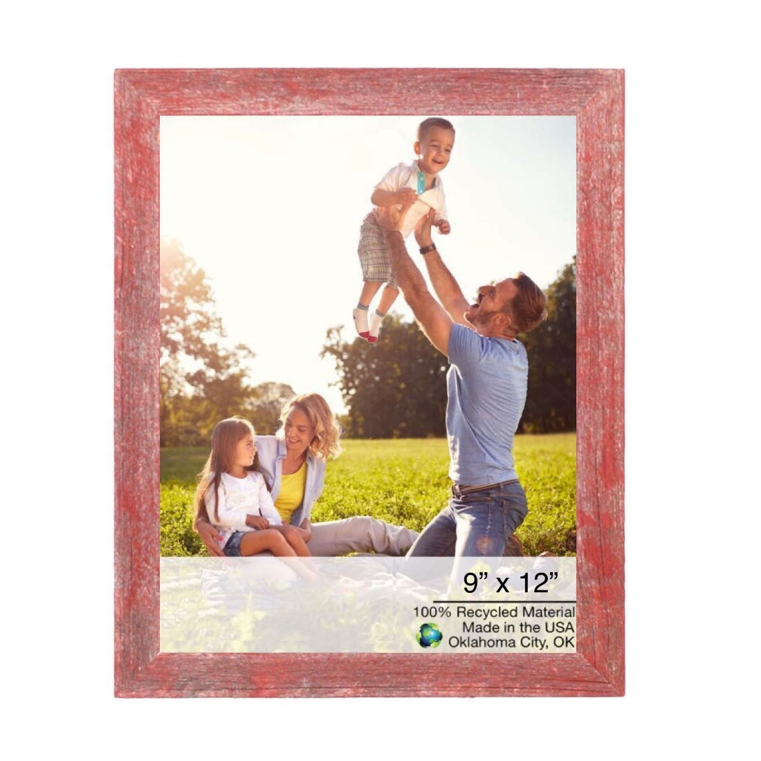 HomeRoots 4000386576 9 x 12 in.  Rustic Farmhouse Red Wood Frame