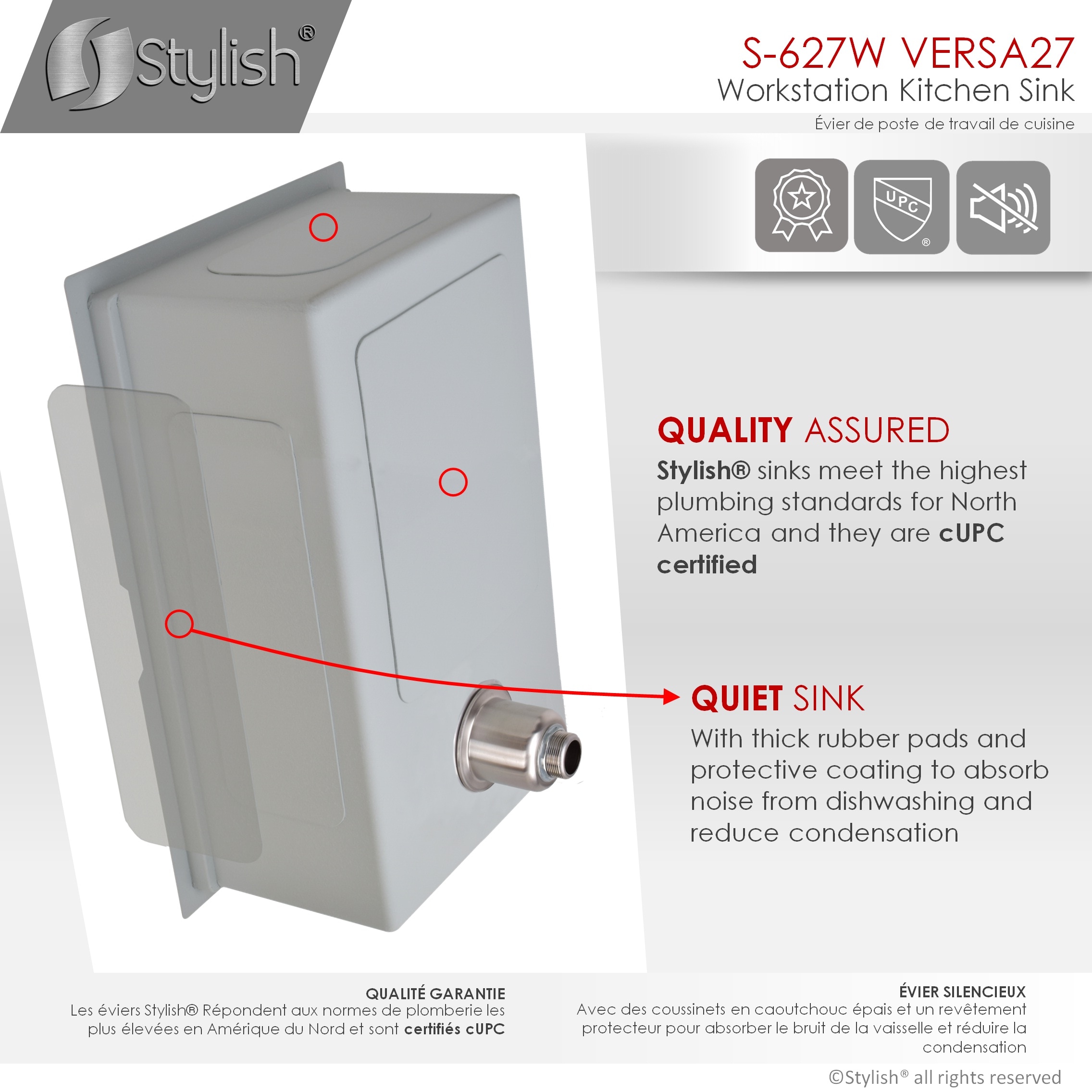 Stylish S-627W Kitchen-Sinks - View #4