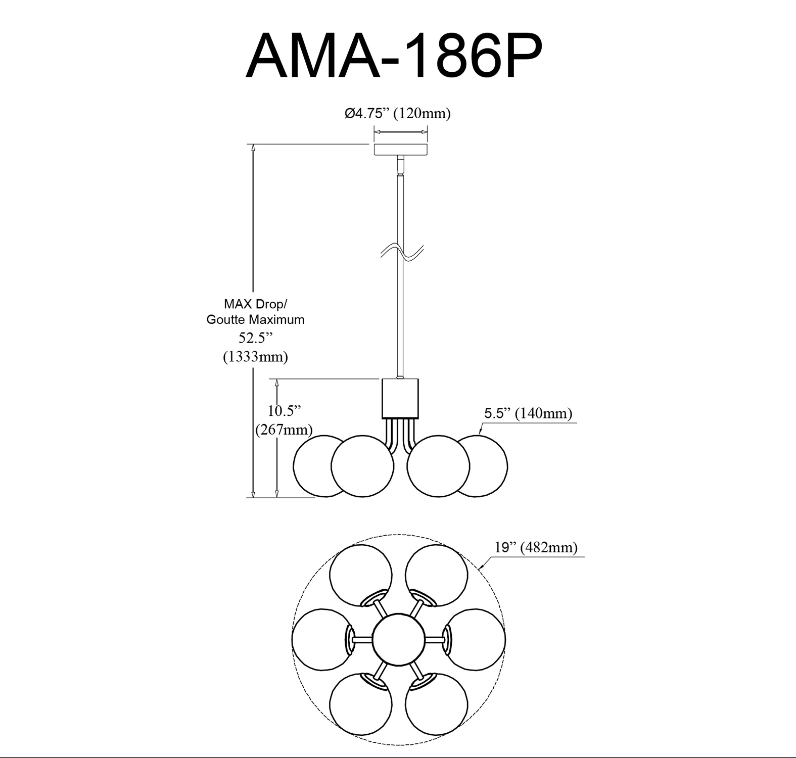 Dainolite AMA-186P-MB Pendant-Lights - View #2