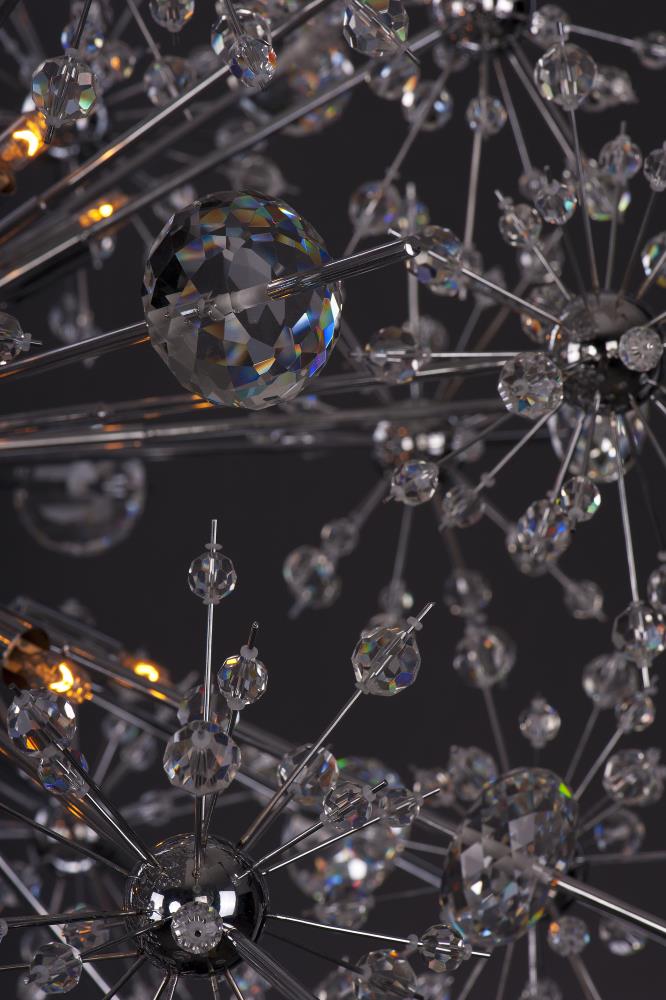 Starfire Polished Chrome Crystal Globe Chandelier with Xenon Lights