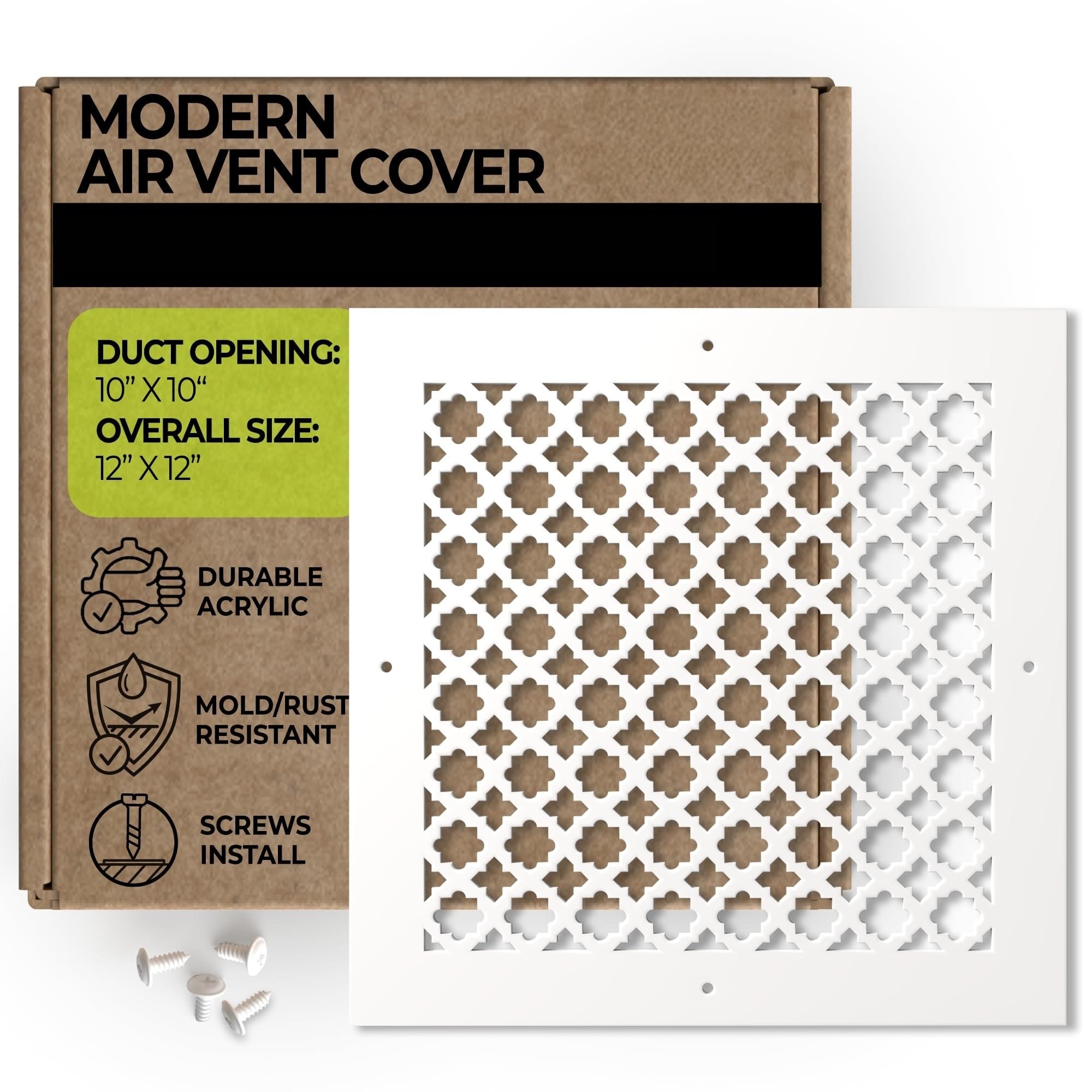 Wudkey 1 Pack White 12 in x 12 in Decorative Acrylic Air Vent Cover for Wall and Ceiling Vents