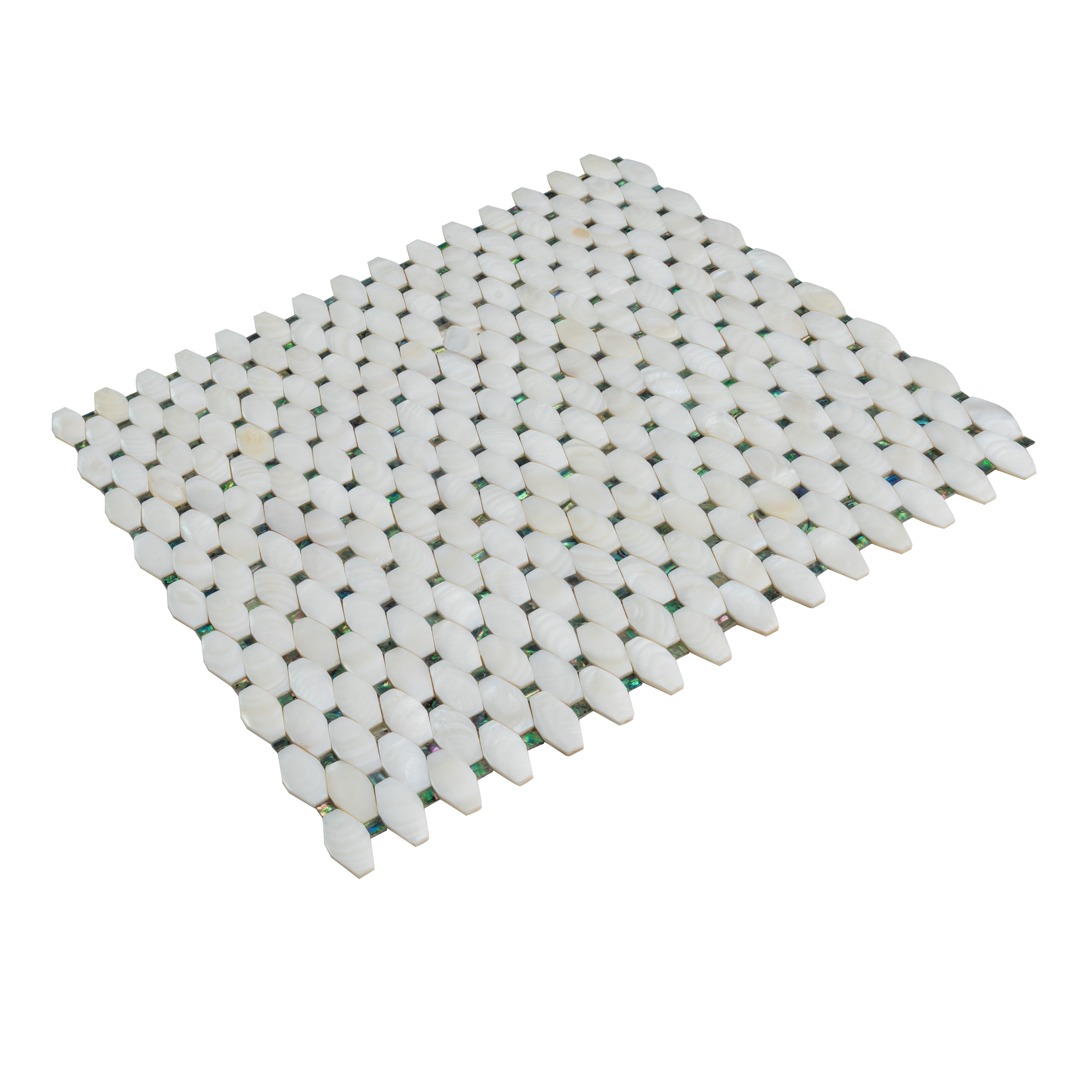 Apollo Tile Sea Kiss Elongated White Daimond 12-in x 12-in Polished Natural Shell Octagon Dot Wall Tile (18.68-sq. ft/ Carton)