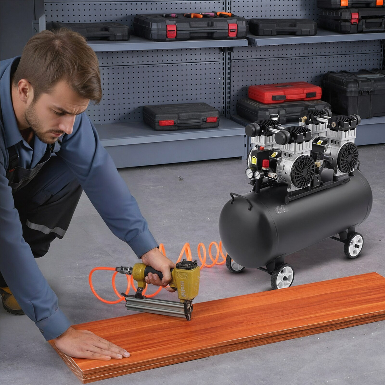 GIVIMO Air Compressor 20-gal Steel Tank 4HP 10.6 CFM90 PSI Oil Free Air Compressor Max 125PSI Pressure 78dB Ultra Quiet Portable for Auto Repair Sansujyuku sansujyuku.com