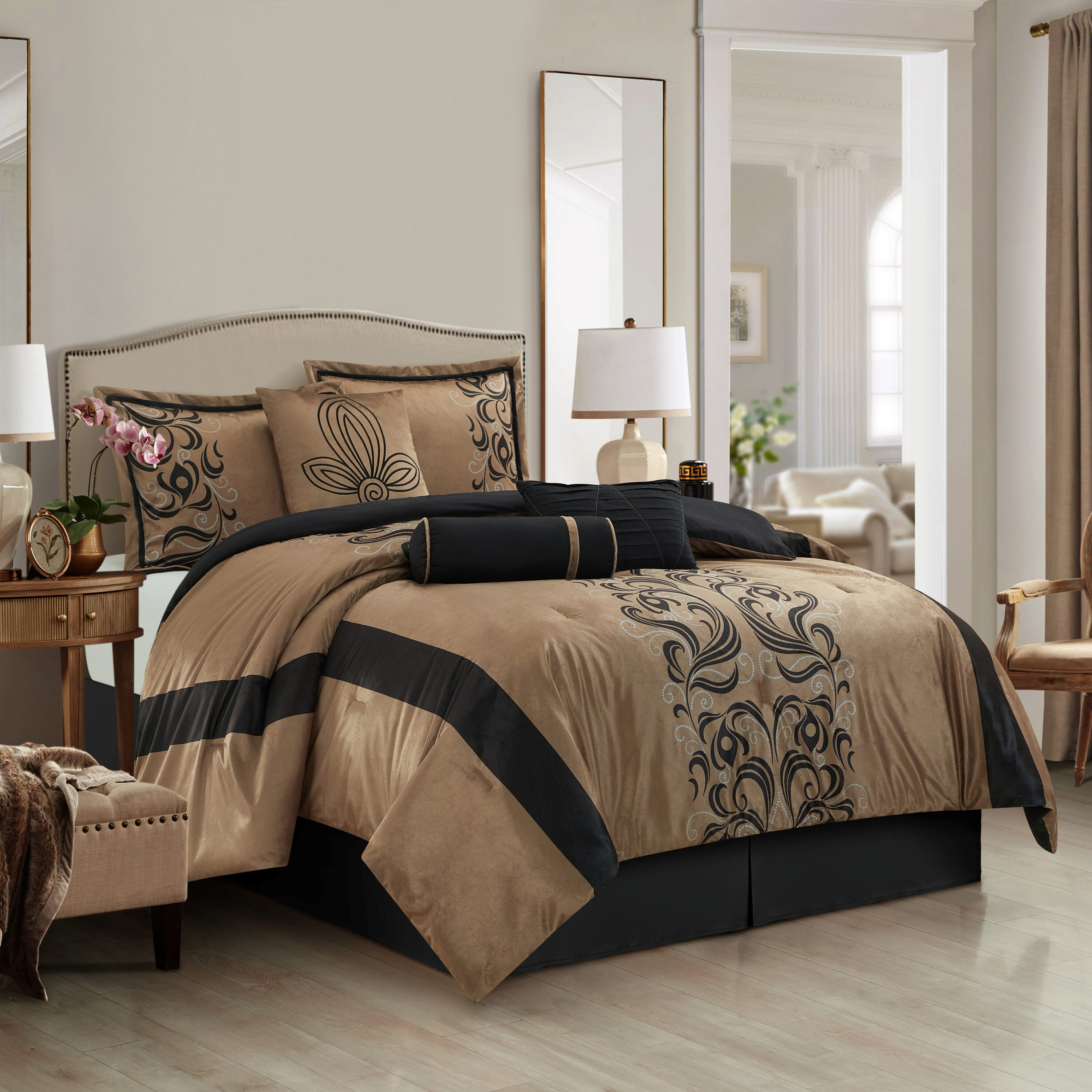 Nanshing 7 Piece Brown Queen Comforter Set In The Bedding Sets