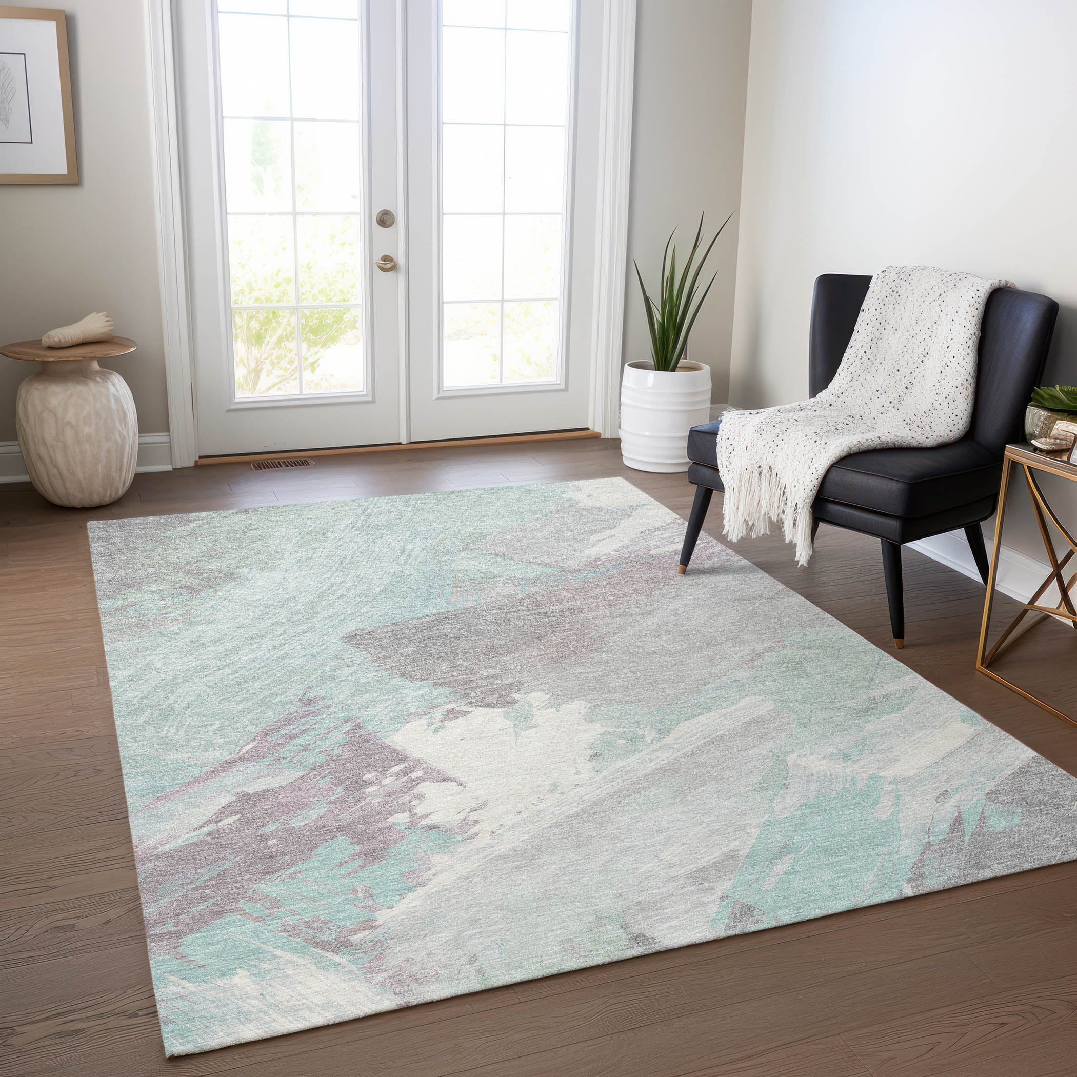 Addison Rugs ACN1515SF10X14 Chantille ACN1515SF 10 x 14 (ft) Polyester Seafoam Rectangular Indoor/Outdoor Geometric Machine washable Area rug