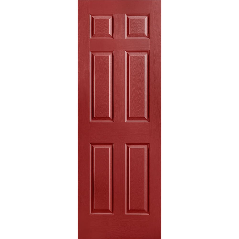 Masonite 1316873 Traditional 28-in x 80-in Barn Red 6-panel Textured Solid core Prefinished Molded composite Slab Door
