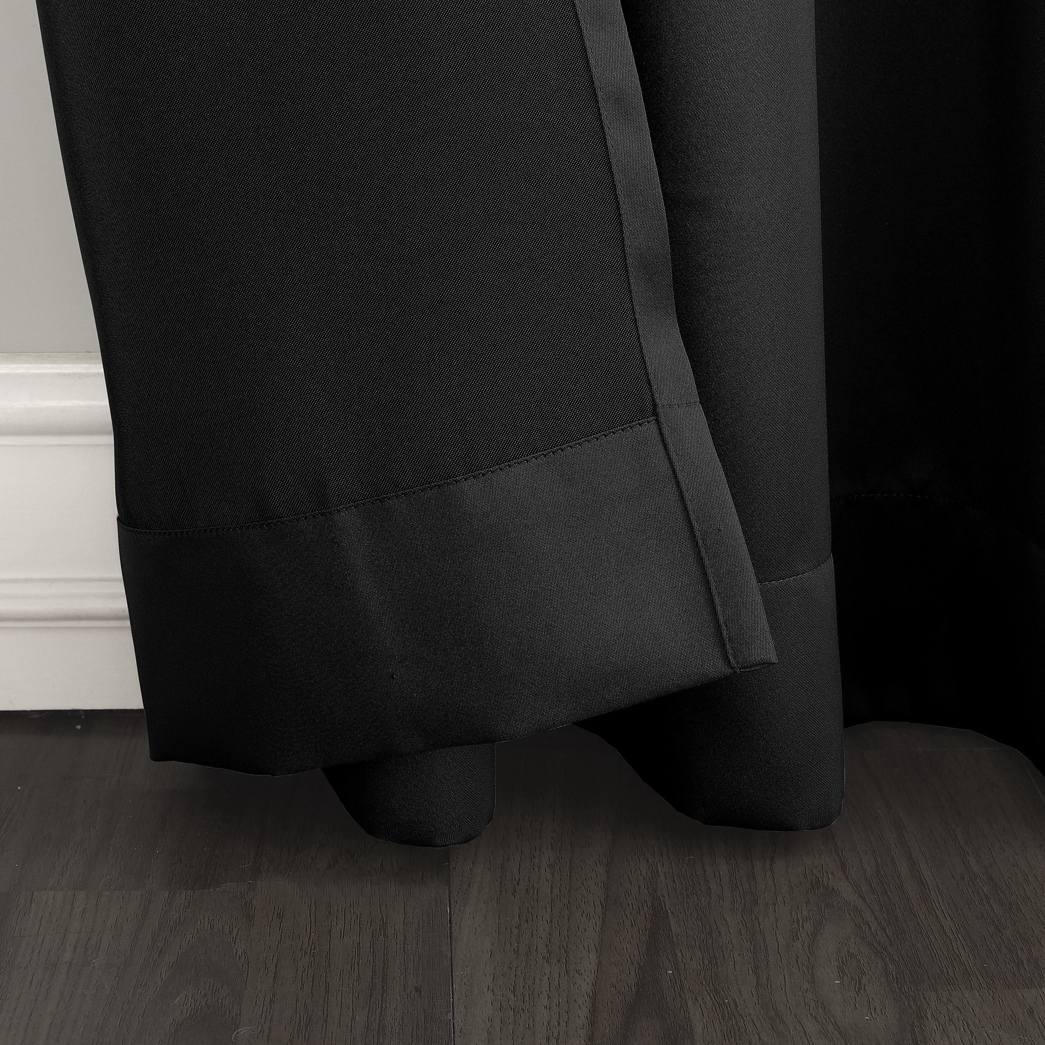Black Polyester Room Darkening Grommet Curtain Panel 100" x 84"