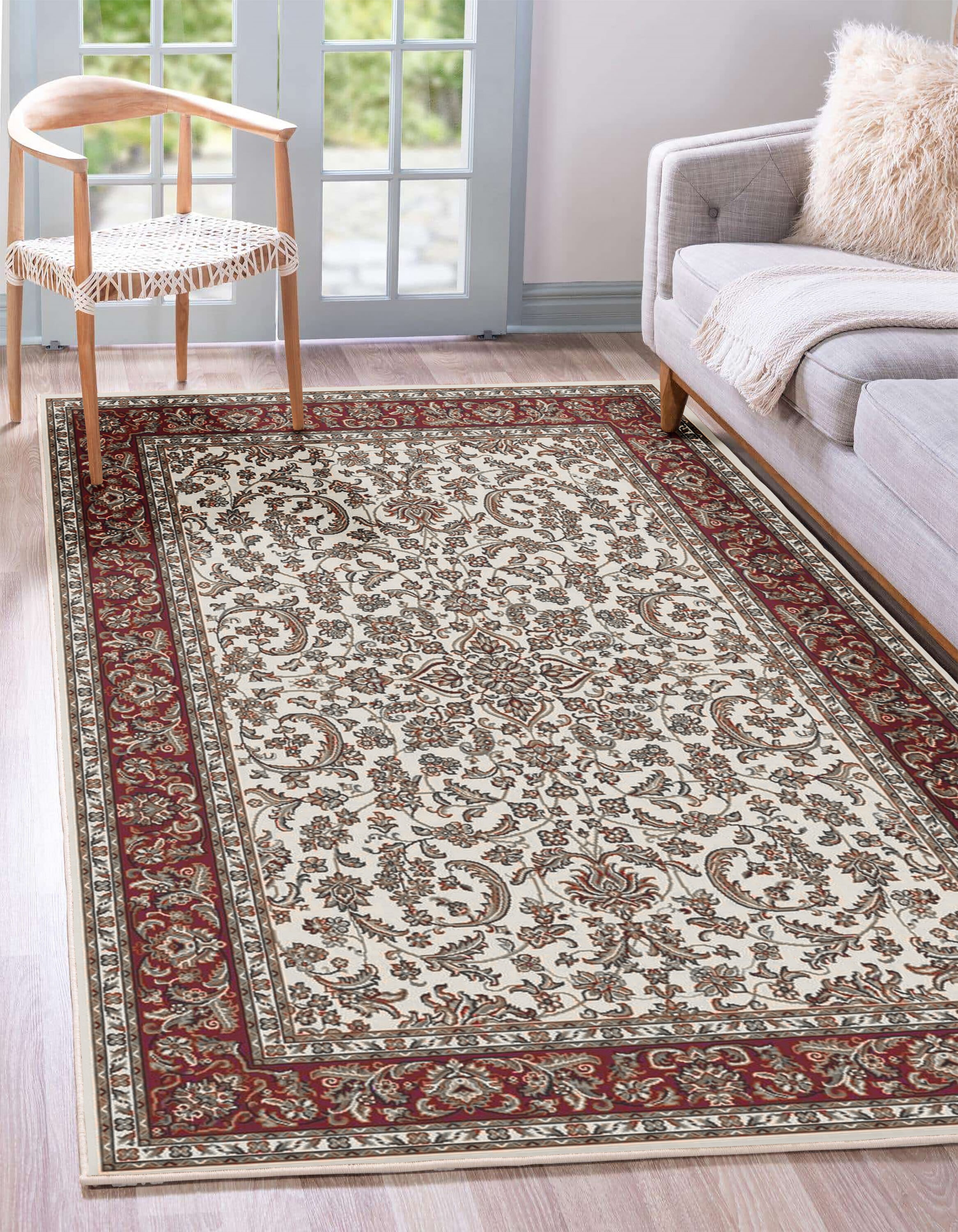 Radici USA 1318/1511/IVORY Noble 5 x 8 (ft) Polypropylene Ivory Rectangular Indoor Floral/Botanical Oriental Area rug