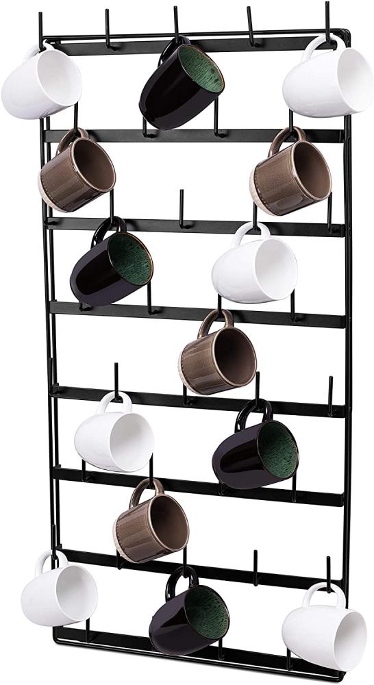 Wall Mounted Coffee Cup Rack with Coffee and Tea Sign Tea Cup Hanger for Bar Kitchen Organizer Display （Set of 2 with Gifts） Metal Coffee Mug Holder