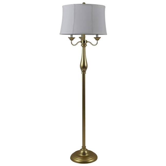 Decor Therapy 63 In Brushed Brass Floor, Stiffel Brass Floor Lamp With Glass Tablets