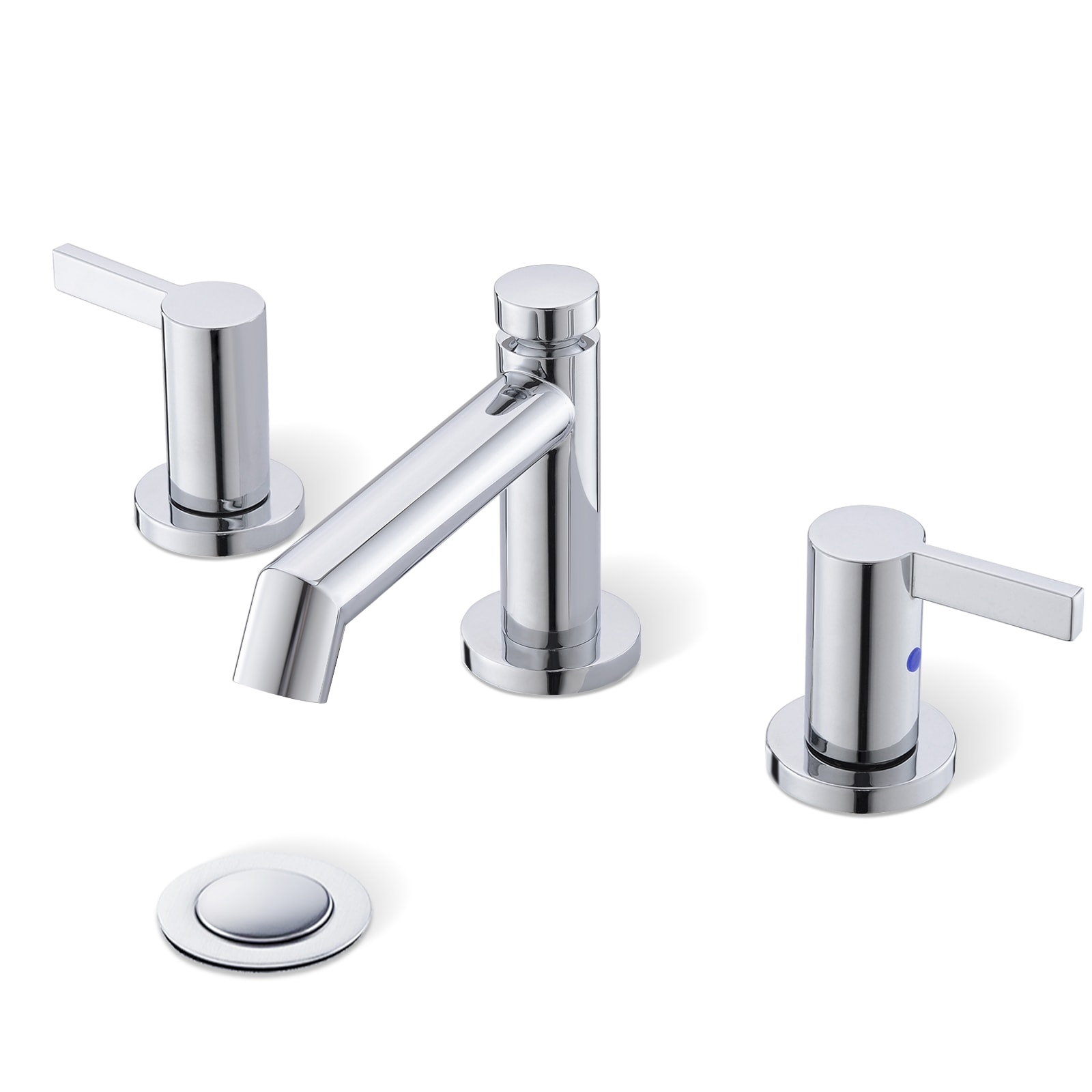 Phiestina LWCWF046-28-C Chrome Widespread 2-handle Low-arc Commercial/Residential Handle Bathroom Sink Faucet with Drain