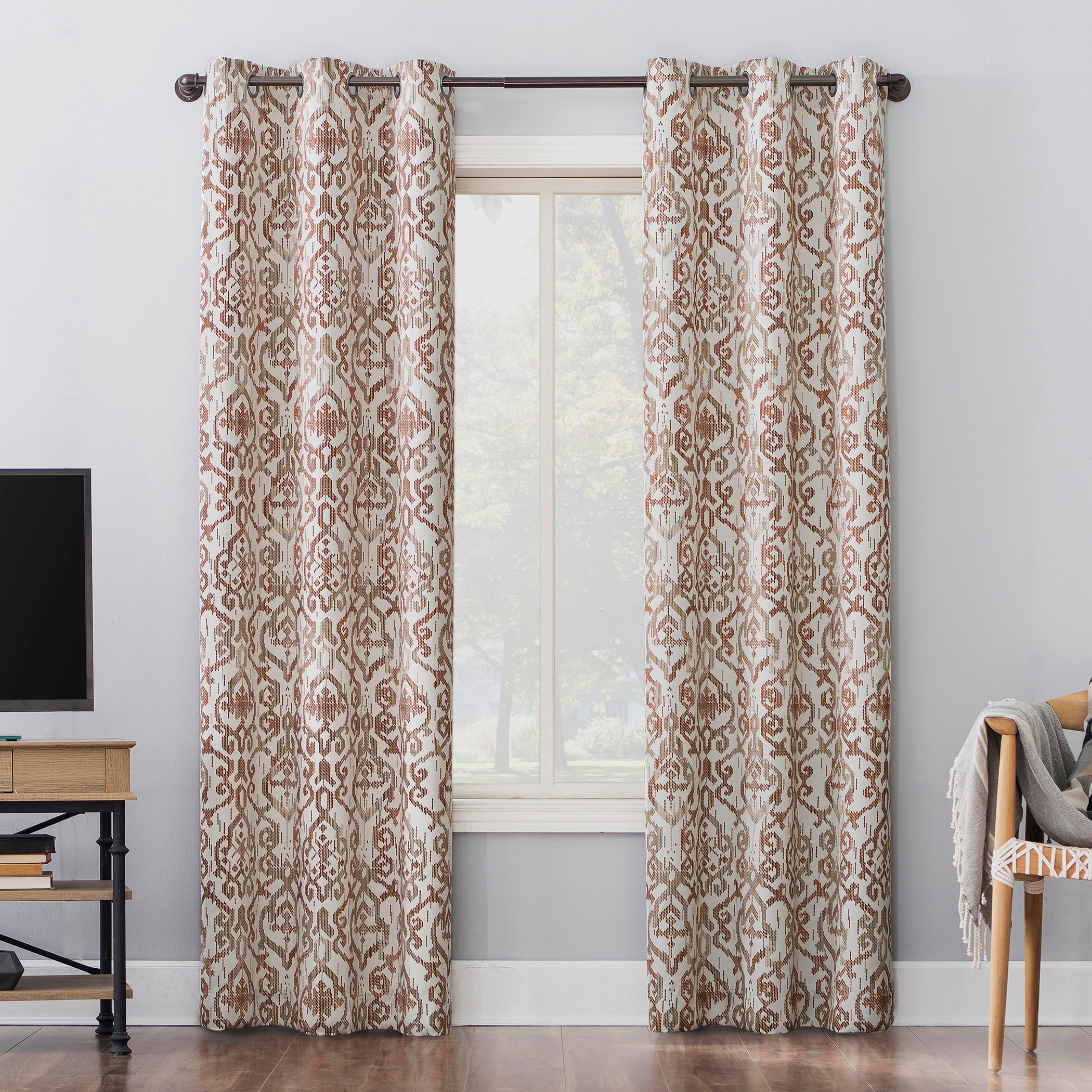 Sun Zero 59147 96-Inches Spice Trellis Blackout Standard lined Grommet Single curtain panel