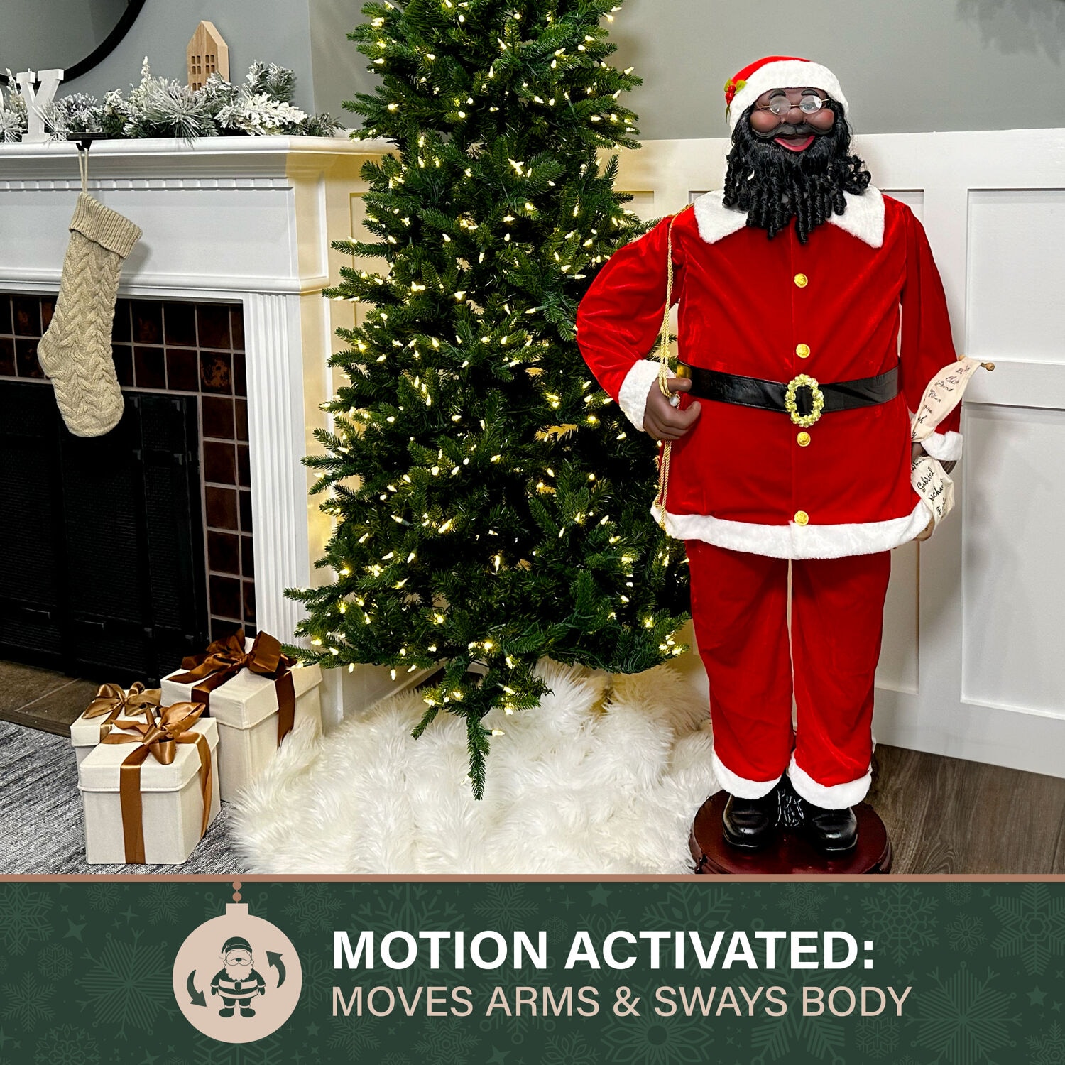 Life Sized Black Animated hotsell Santa African Spanish English Dancing Christmas 5.8'