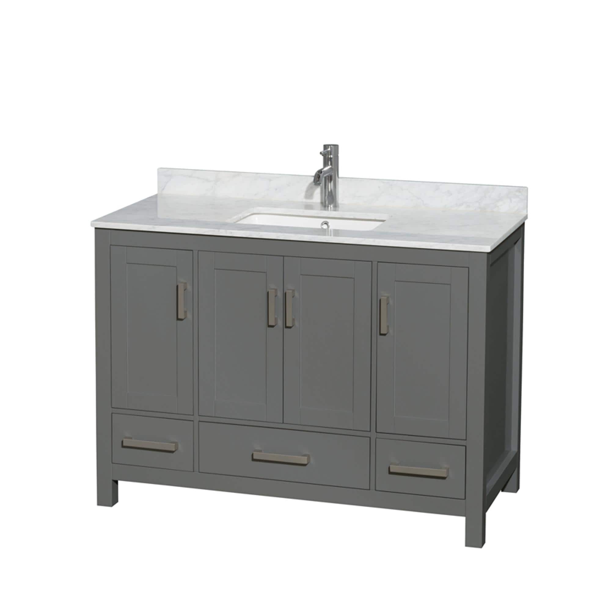 Wyndham Collection Sheffield 48-in Dark Gray with Brushed Chrome Trim ...