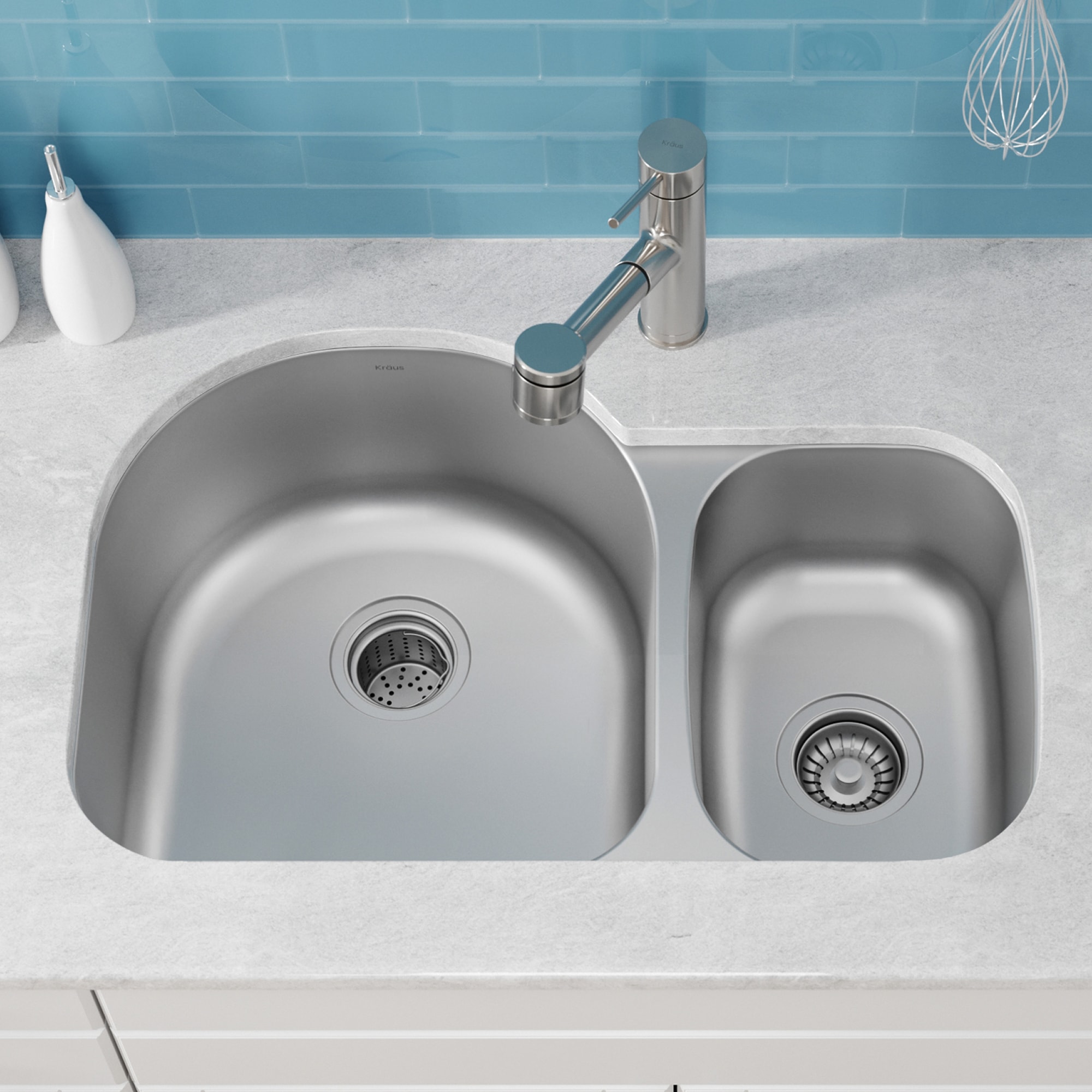 Premier 30-inch Satin Stainless Steel Undermount Double Bowl Kitchen Sink