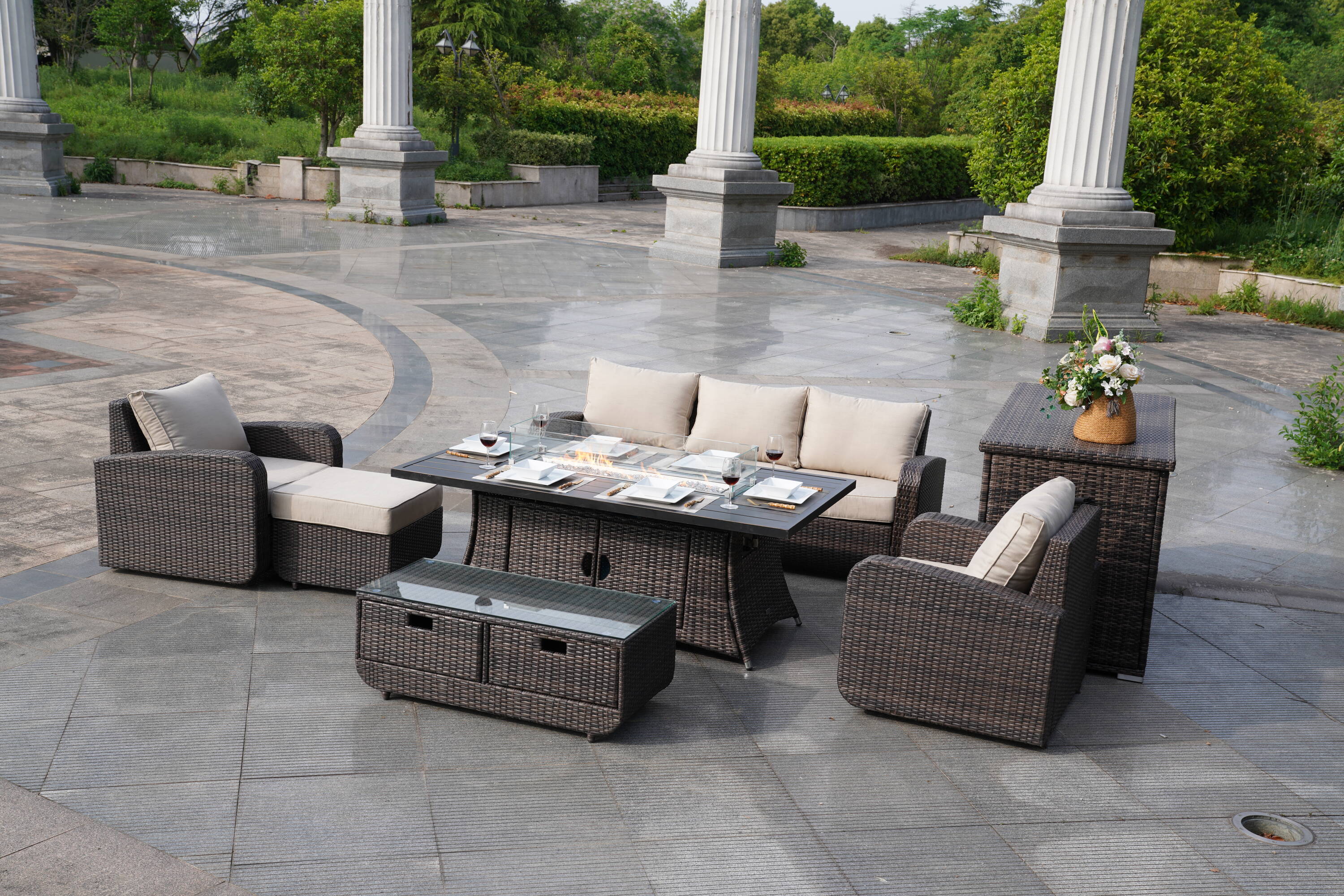 Direct Wicker DWG-06RA15&3256B-BR Patio-Dining-Sets - View #11