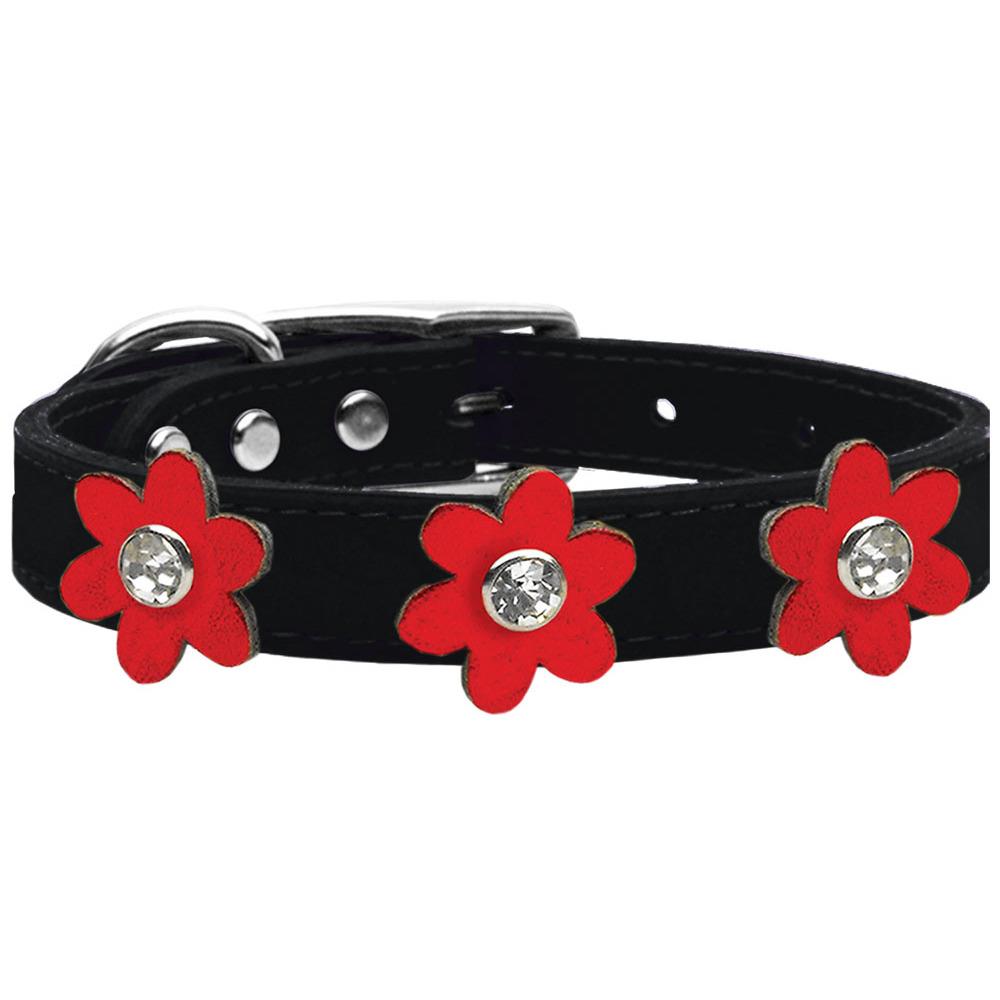 Mirage Pet Products MRPP99436 Mirage Pet 83-111 BK-MRD20 Metallic Leather Collar, Black with Metallic Red Flowers- Size 20