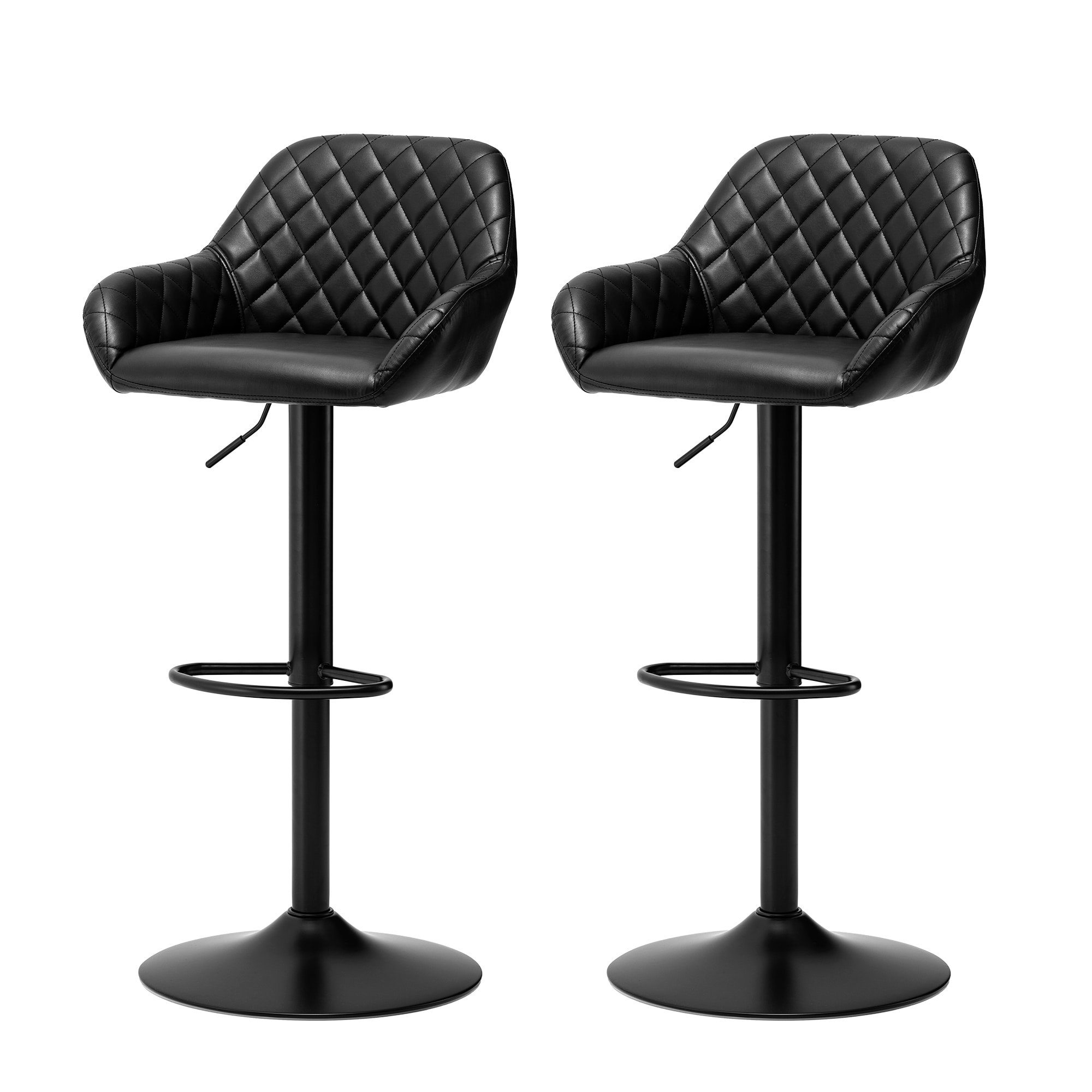 Glitzhome Black 32 In H Tall Upholstered Swivel Metal Bar Stool Back In The Bar Stools 