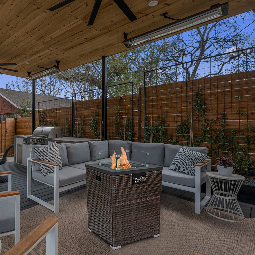 Topcraft PRP0911 21.7-in W Brown Wicker Round Tabletop Liquid propane Fire table