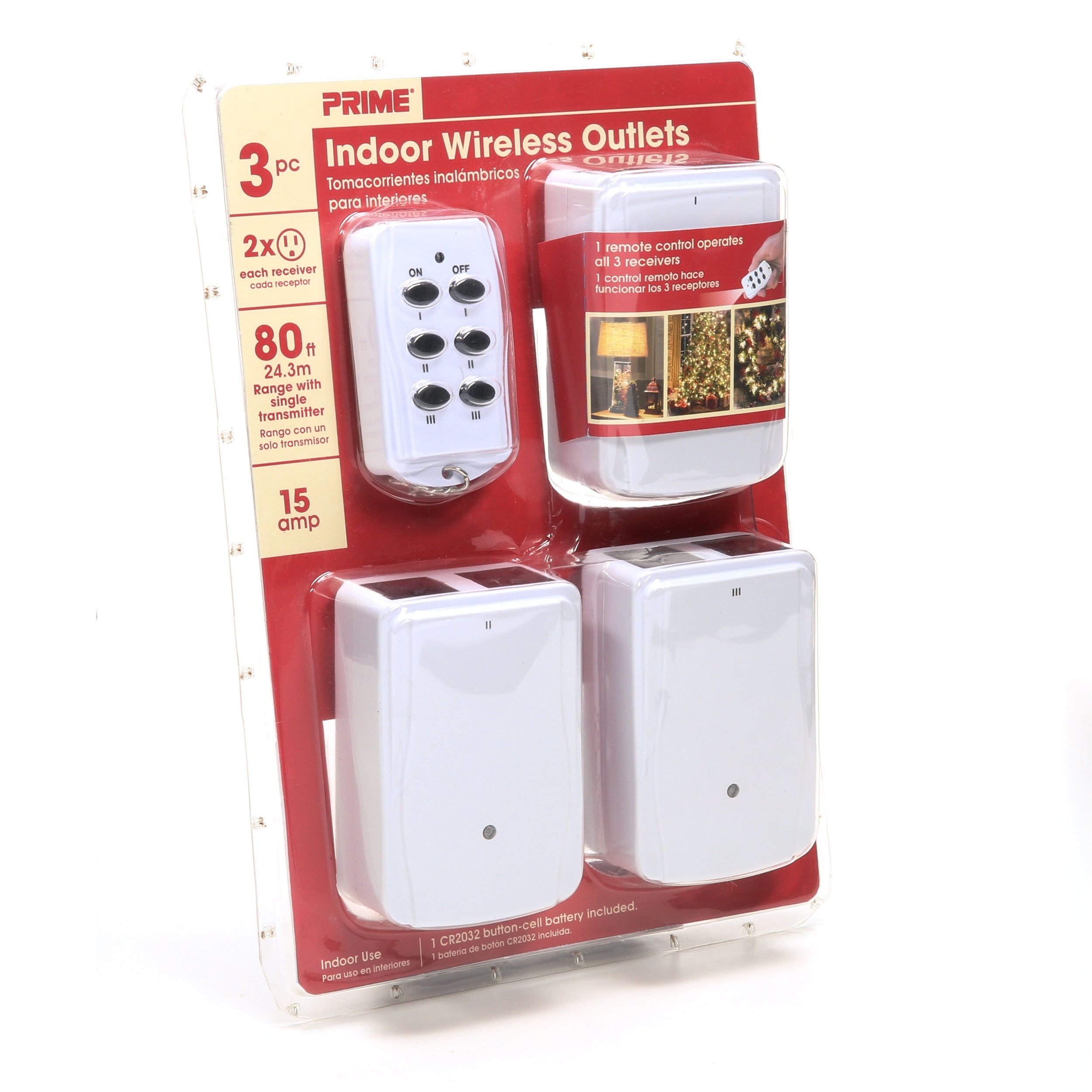 Prime 3 Pack Indoor Wireless Outlets 80Ft Range 15 Amp 1 Outlet Into Two 
