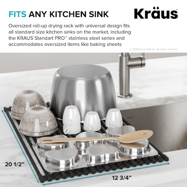 Kraus 12.75-in x 20.5-in Silicone Sink Mat in Black | KRM-10NB