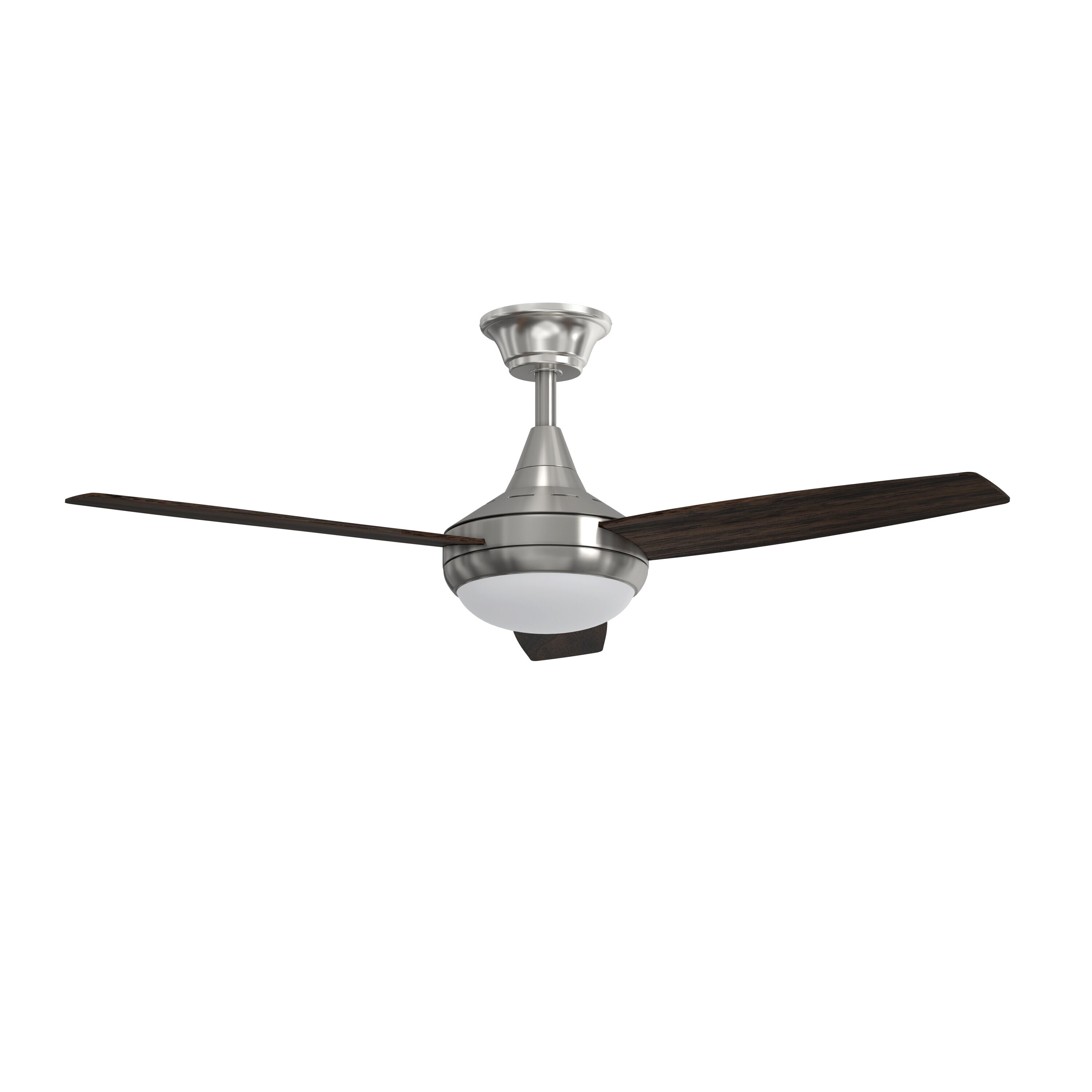 Harbor Breeze Beach Creek 52-in Brushed Nickel with Sable/Mink Blades Integrated LED Indoor Downrod or Flush Mount Ceiling Fan with Light and Remote (3-Blade)