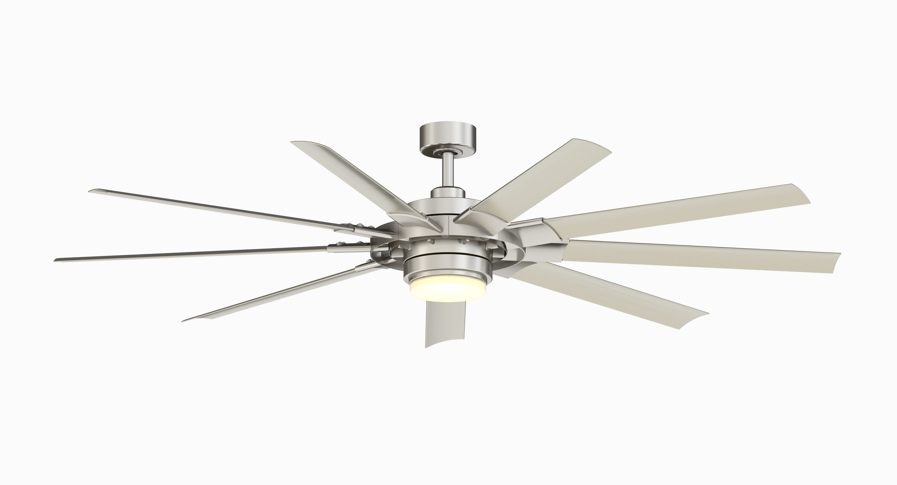 Fanimation Studio Collection Slinger v2 72-in Brushed Nickel LED Ceiling Fan with Light Remote (9-Blade) in the Ceiling Fans department at Lowes.com