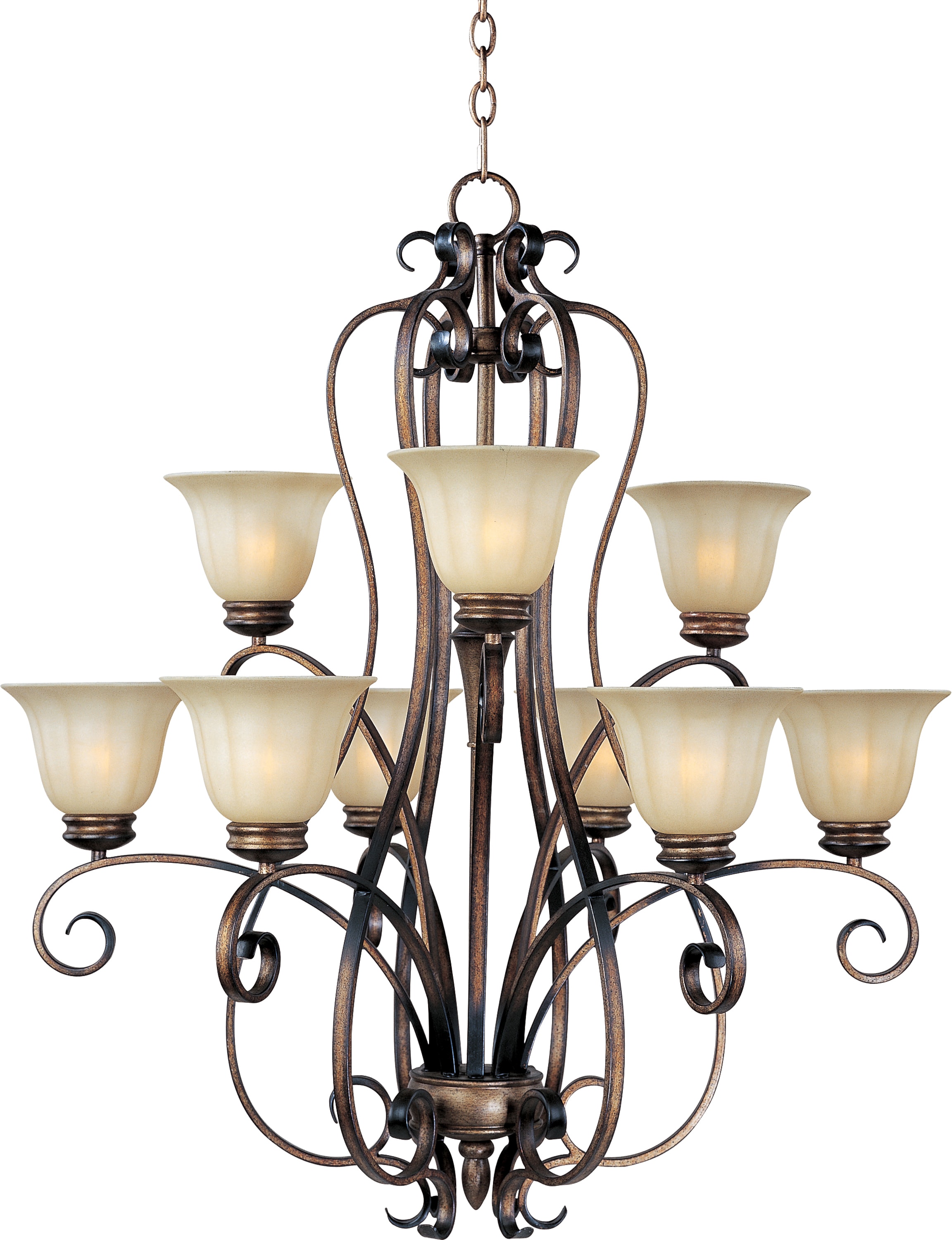Maxim Lighting 22246WSPD Fremont 9 -Light Brushed Gray Traditional For Use in Bedrooms, Dining Rooms, Foyers, Kitchens, Living Rooms Chandelier