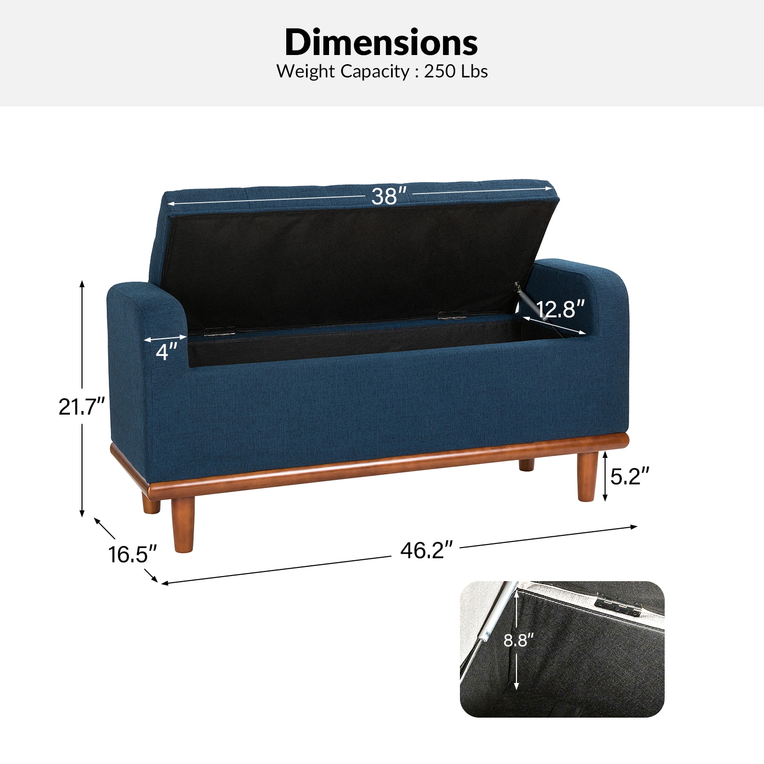 14 Karat Home BEOY0568-NAVY bench - View #7