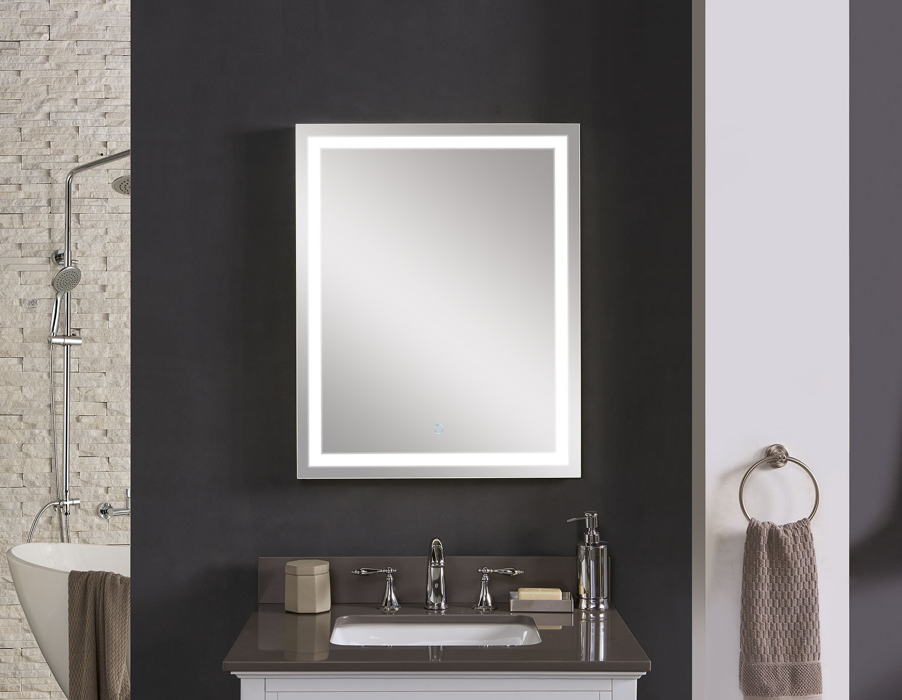 Front-Lighted LED Bathroom Vanity Mirror: 32 x 48 - Rectangular – Mirrors  & Marble