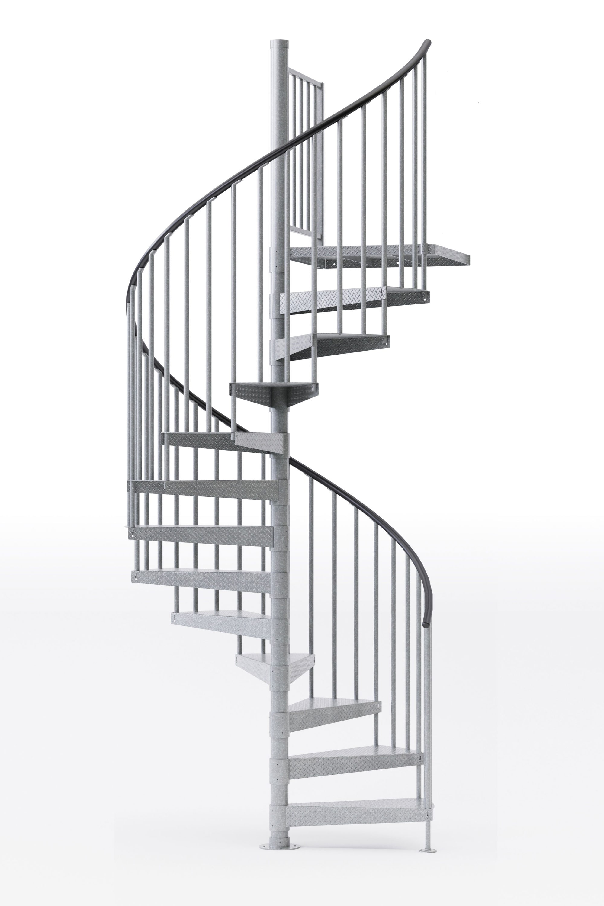 Mylen Stairs EC60Z15V003 Reroute 60-in x 12.5-ft 1 Platform Rails Galvanized Spiral Staircase Kit, Fits Height: 136-in to 152-in (15 treads)
