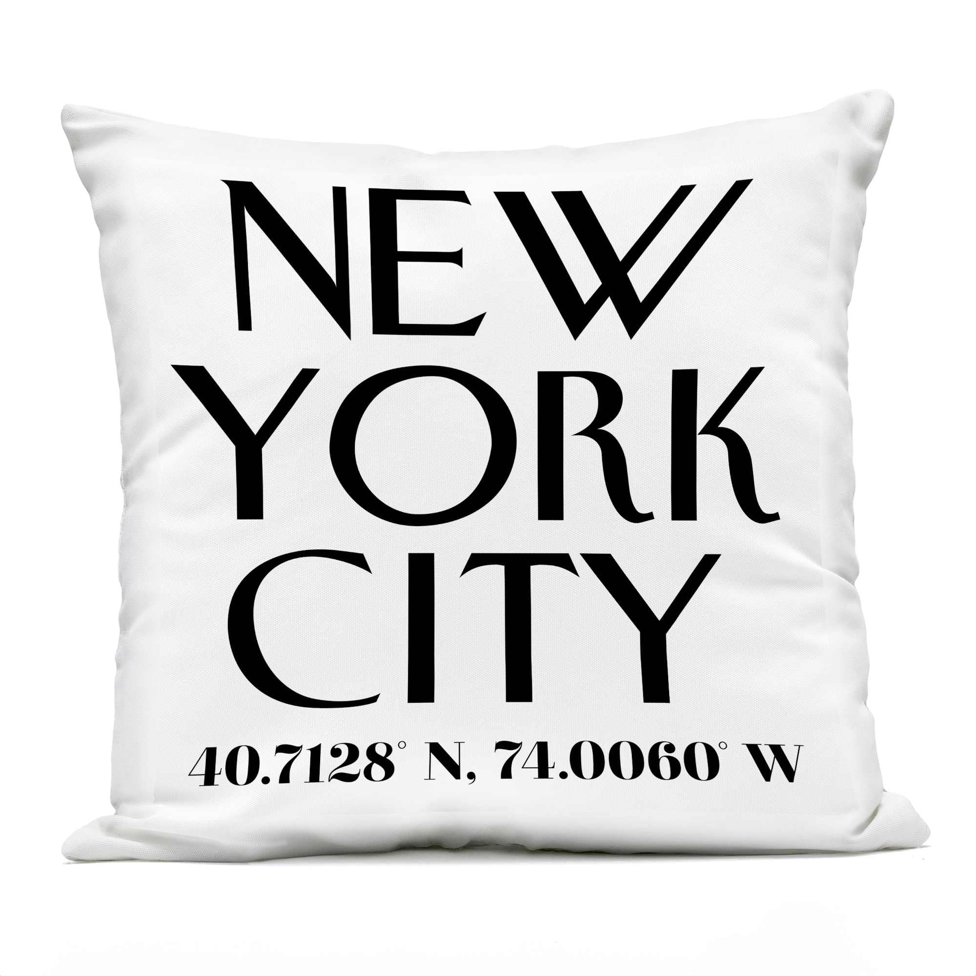 Stupell Industries PLQ-507-OSQ-18X18 Urban NYC Coordinates Outdoor Printed Pillowdesign by Annabelle Hall 18 x 18