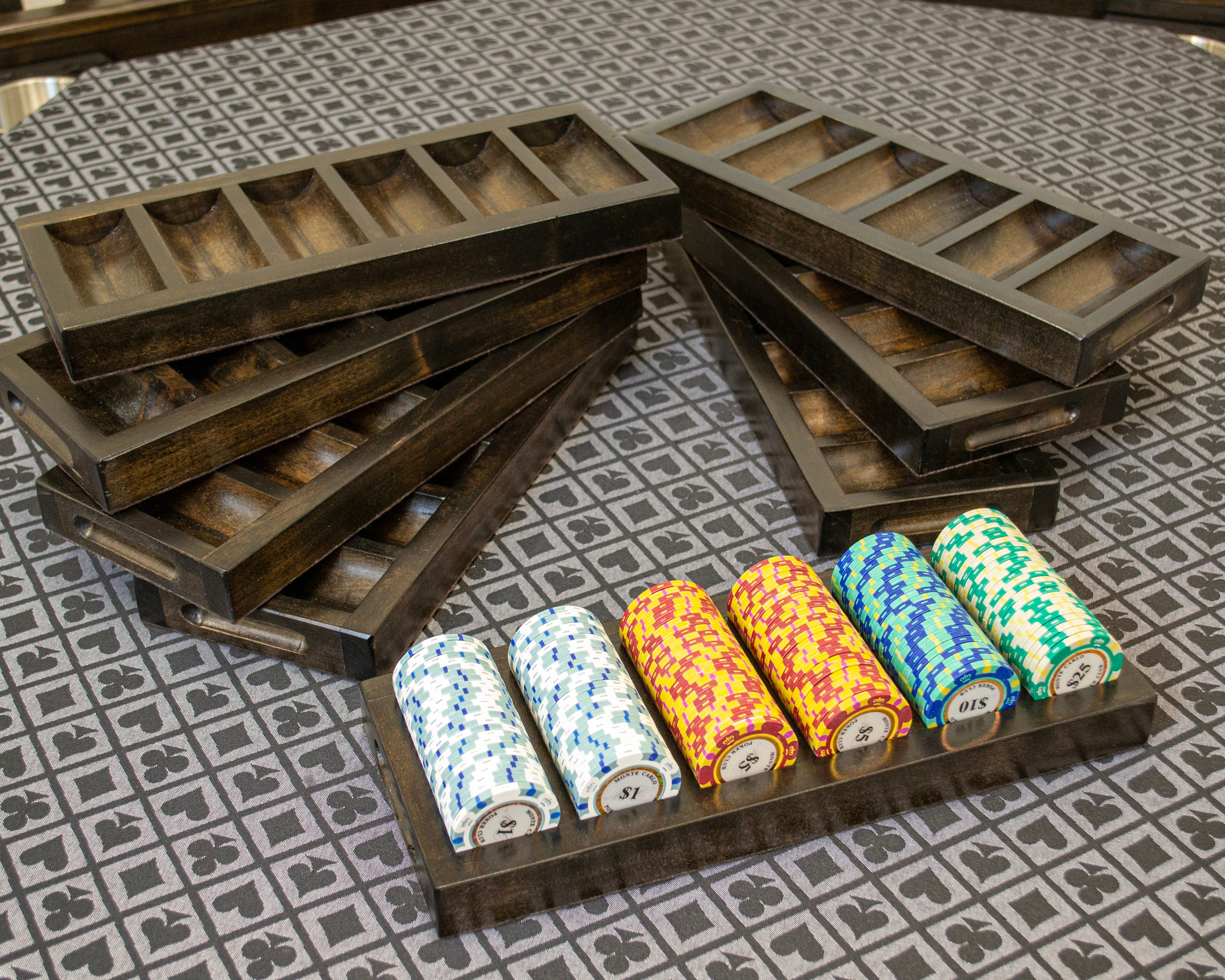 Mocha Knotty Alder 54" Square Poker Table with Stainless Steel Cup Holders