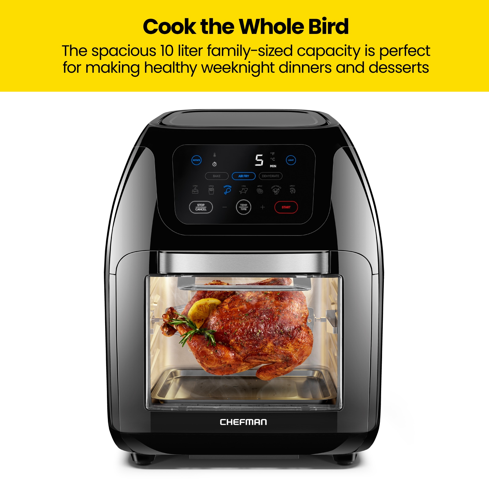 Chefman Black Air Fryer Oven 1700W Touch Control Programmable