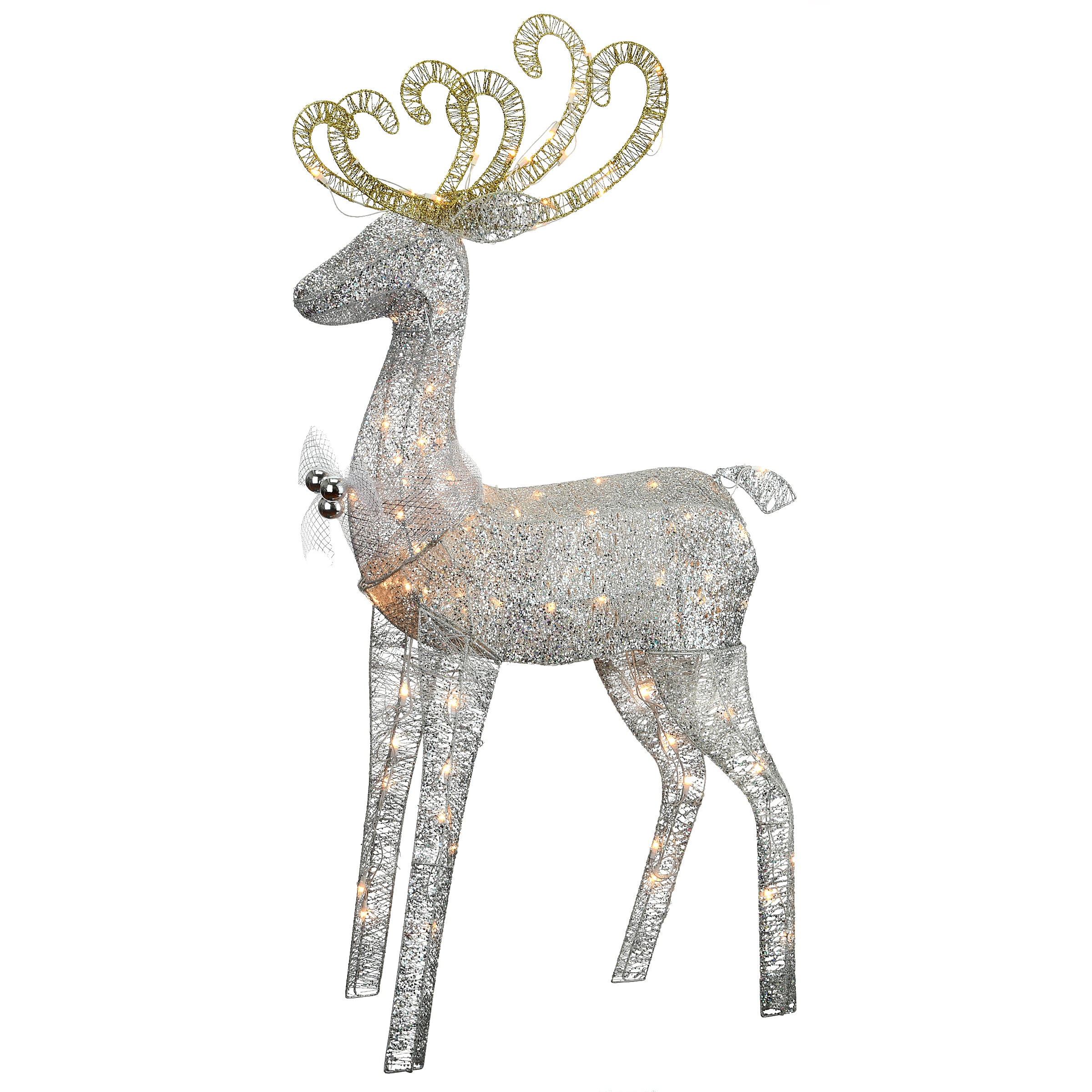 National Tree Company DF-100064U 60-in Freestanding Reindeer Yard decoration with White LED Lights