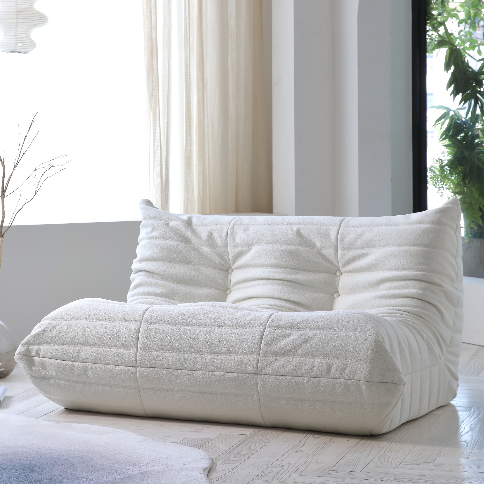 BuotiqHom DH-S2-117BE 53-in Casual Beige Velvet 2 -seater Loveseat