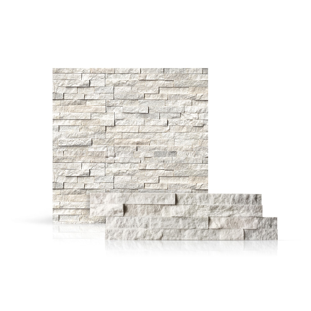 Prestige Stone & Granite TSAW-F-2 Natural Stacked Stone 6-Inches x 24-Inches Arctic White Brick Veneer Panel 12.84 Square feet