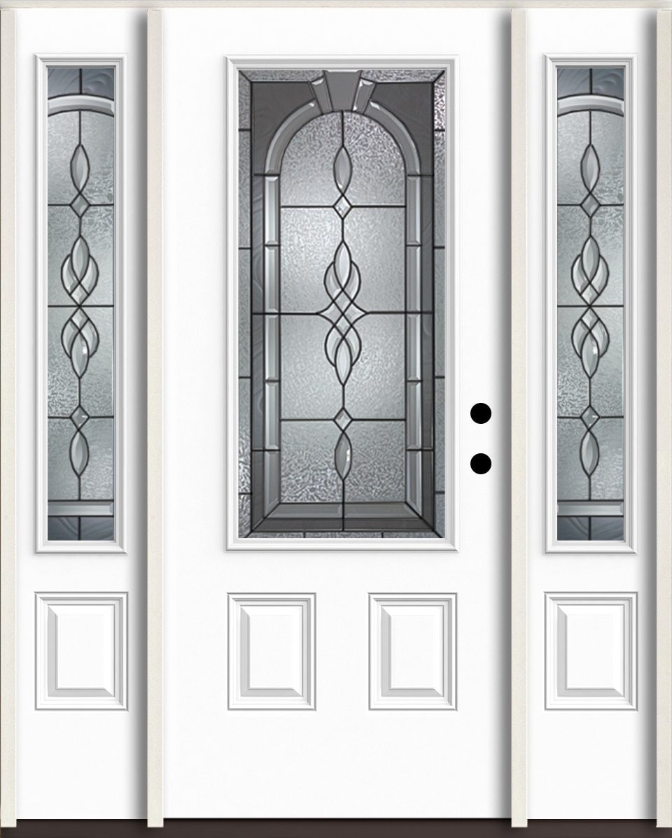 RELIABILT LO963834 Hampton 60-in x 80-in x 4-5/8-in Fiberglass 3/4 lite Left-hand inswing Modern White Paint Painted Prehung Front Door with Sidelights Insulating core