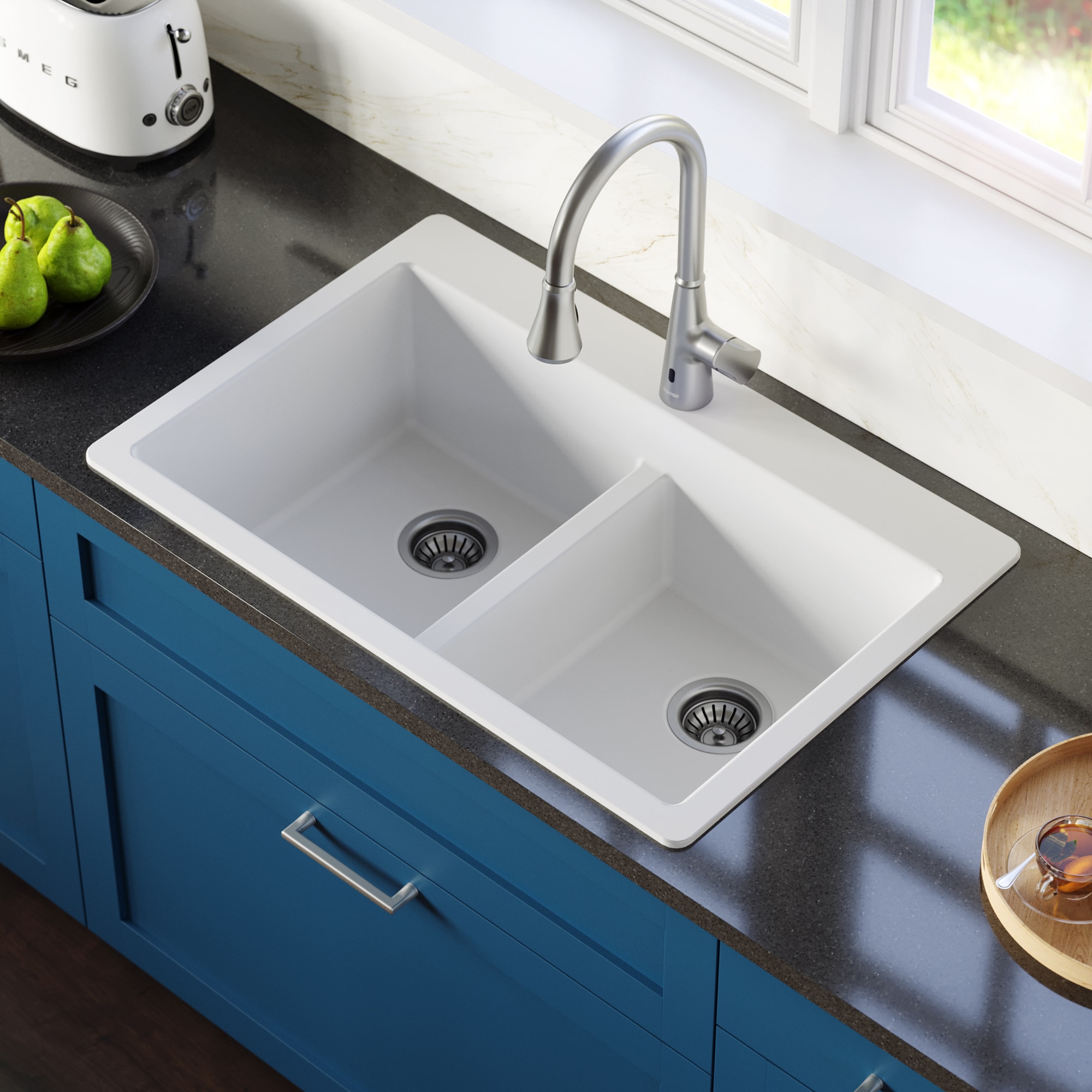 White Kitchen Sink Carea Counter Double Sink Renovators Supply