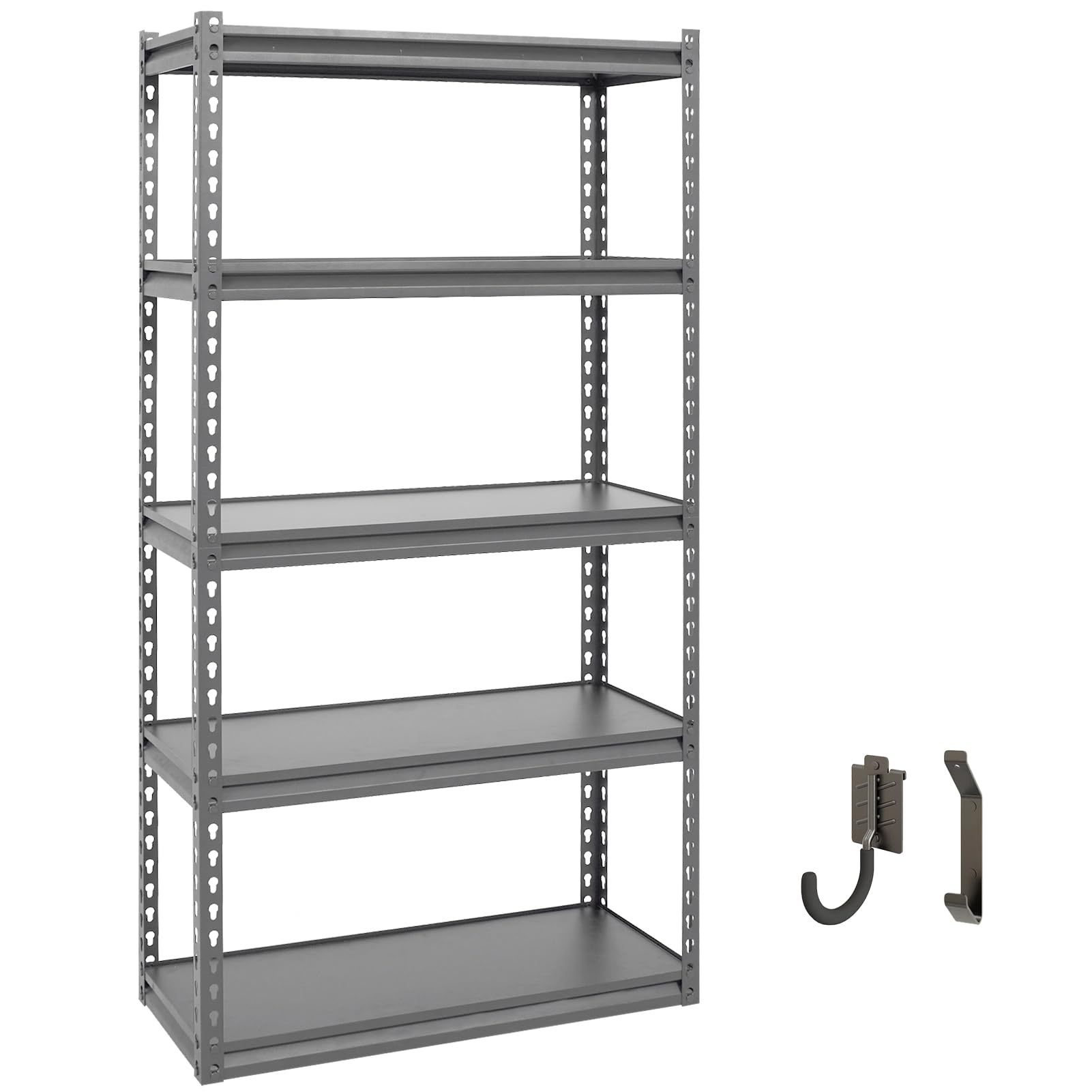 Shuntong 30-in W x 12-in D x 60-in H Heavy Duty Black Metal and Wood Utility Shelving Unit