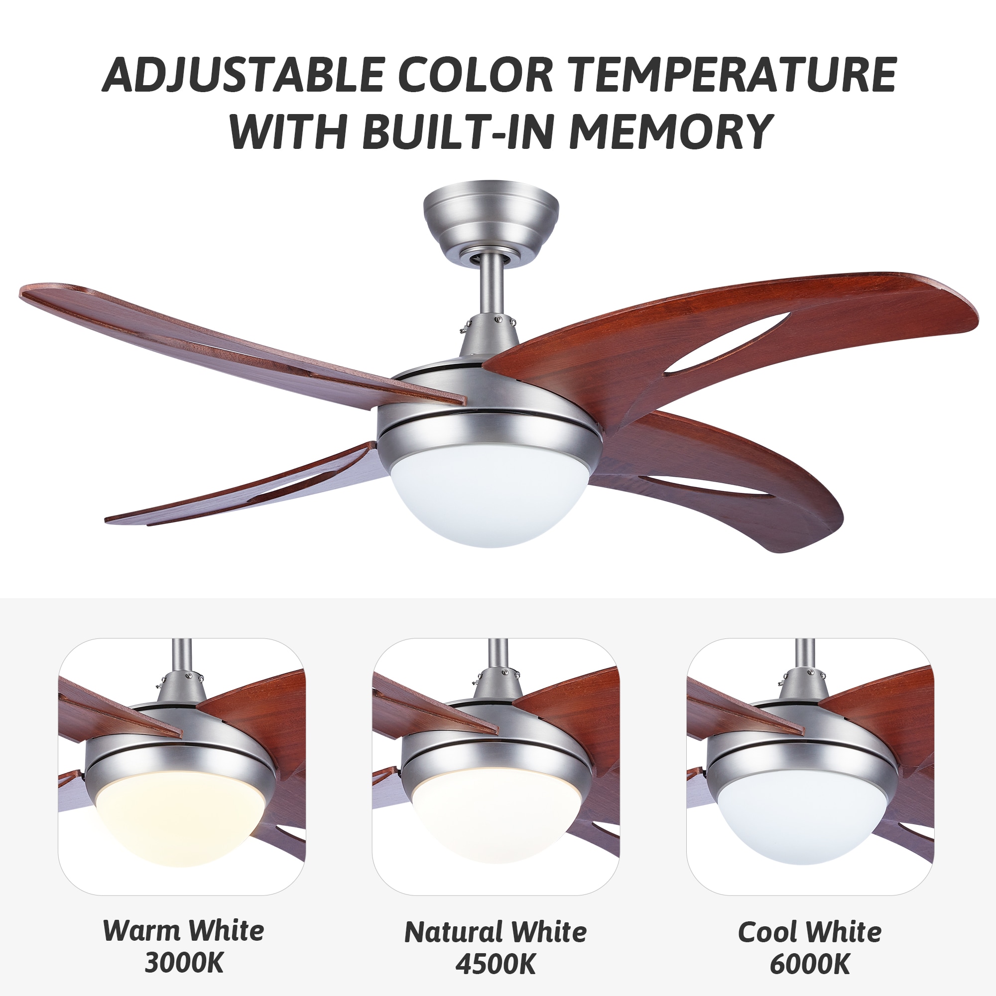 CO-Z 48-in Brushed Nickel Color-changing Integrated LED