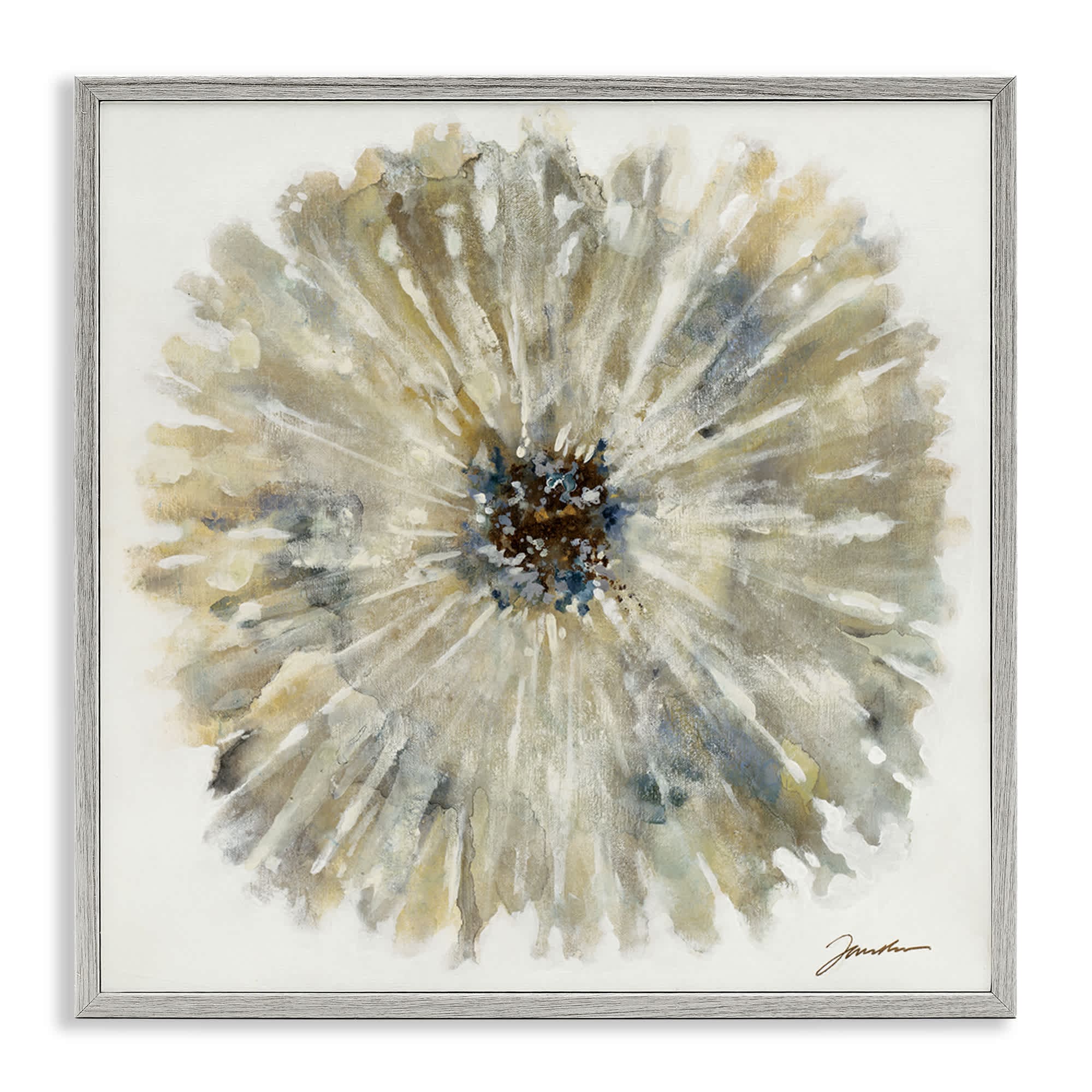 Stupell Industries BS-623-GFF-24X24 Neutral Rustic Abstract Flower Gray Framed Giclee Art By Liz Jardine 24 x 24