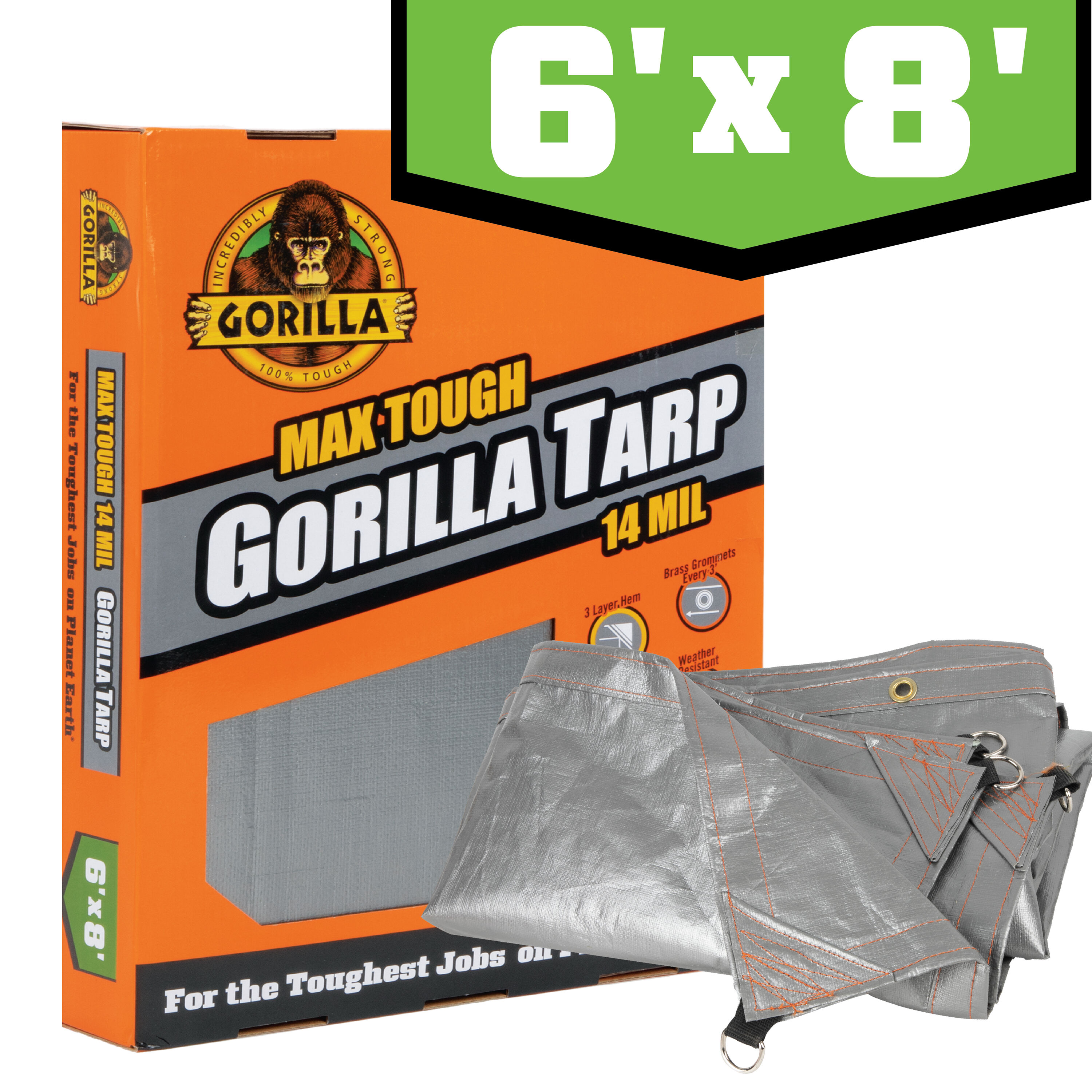 Gorilla 97050 6-ft x 8-ft Silver Water resistant Commercial Polyethylene 14-mil Tarp