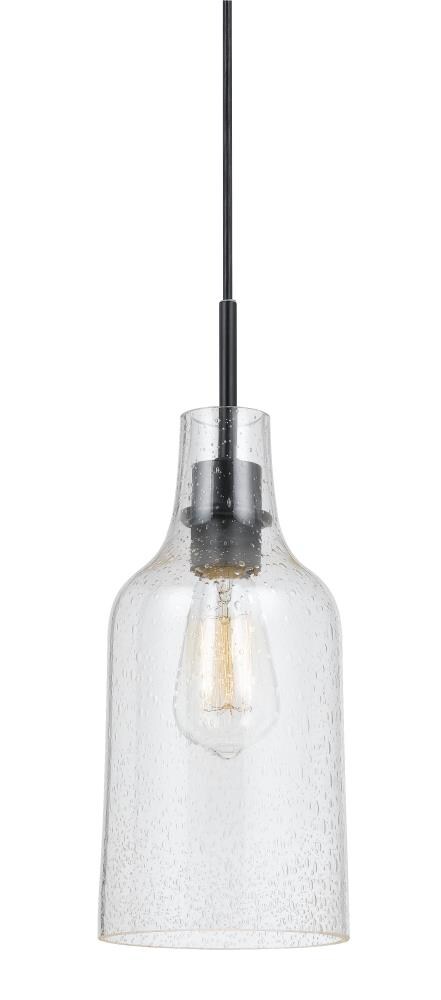 Cal Lighting FX-3639-1 Cosenza Black Transitional Crackled Glass Bell Mini Hanging Pendant Light