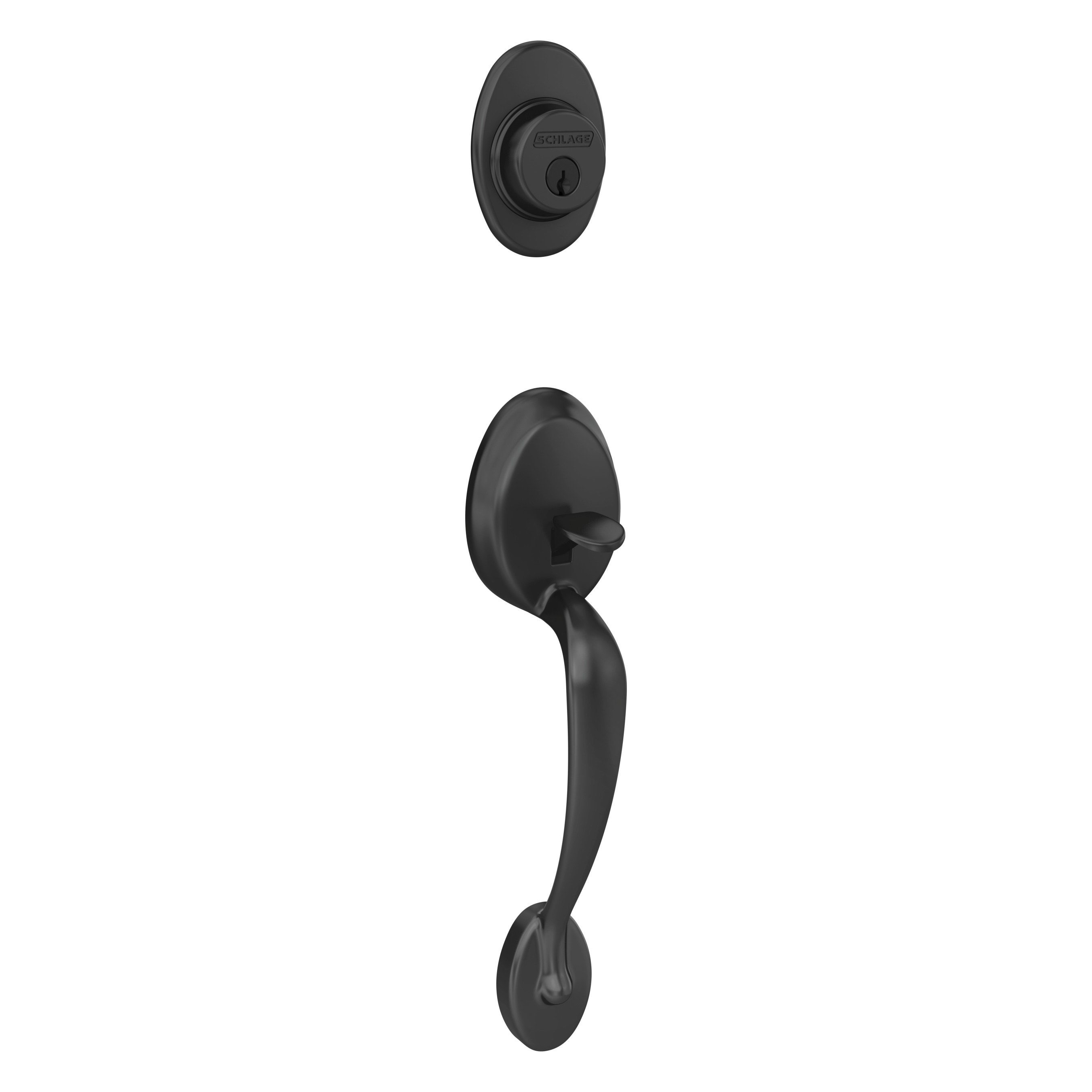 Schlage F58 PLY 622 G Customizable Keying Plymouth Matte Black Entry Door Exterior Handle with