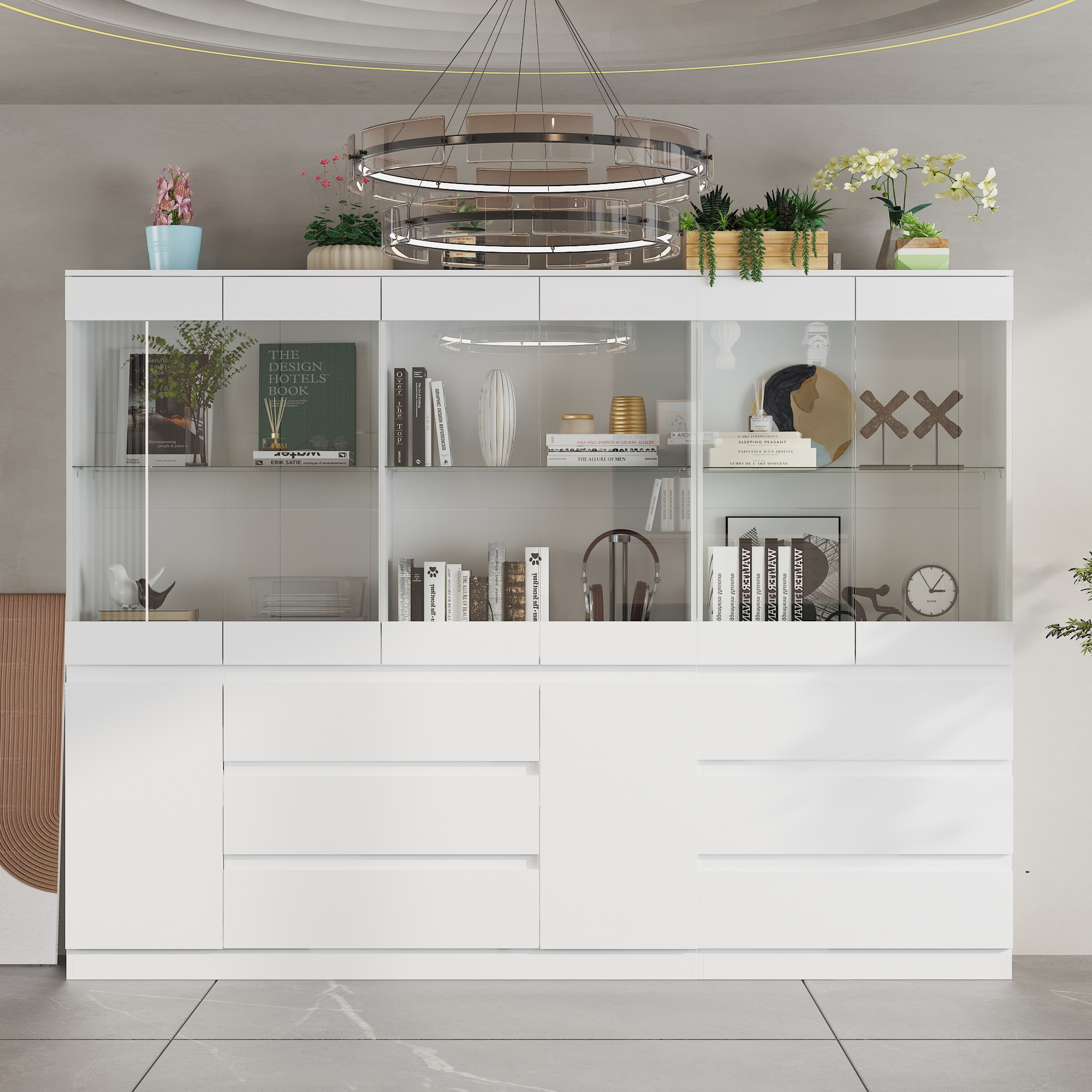 FUFU&GAGA KF020442+444 Contemporary/Modern White Pantry with Wine Storage