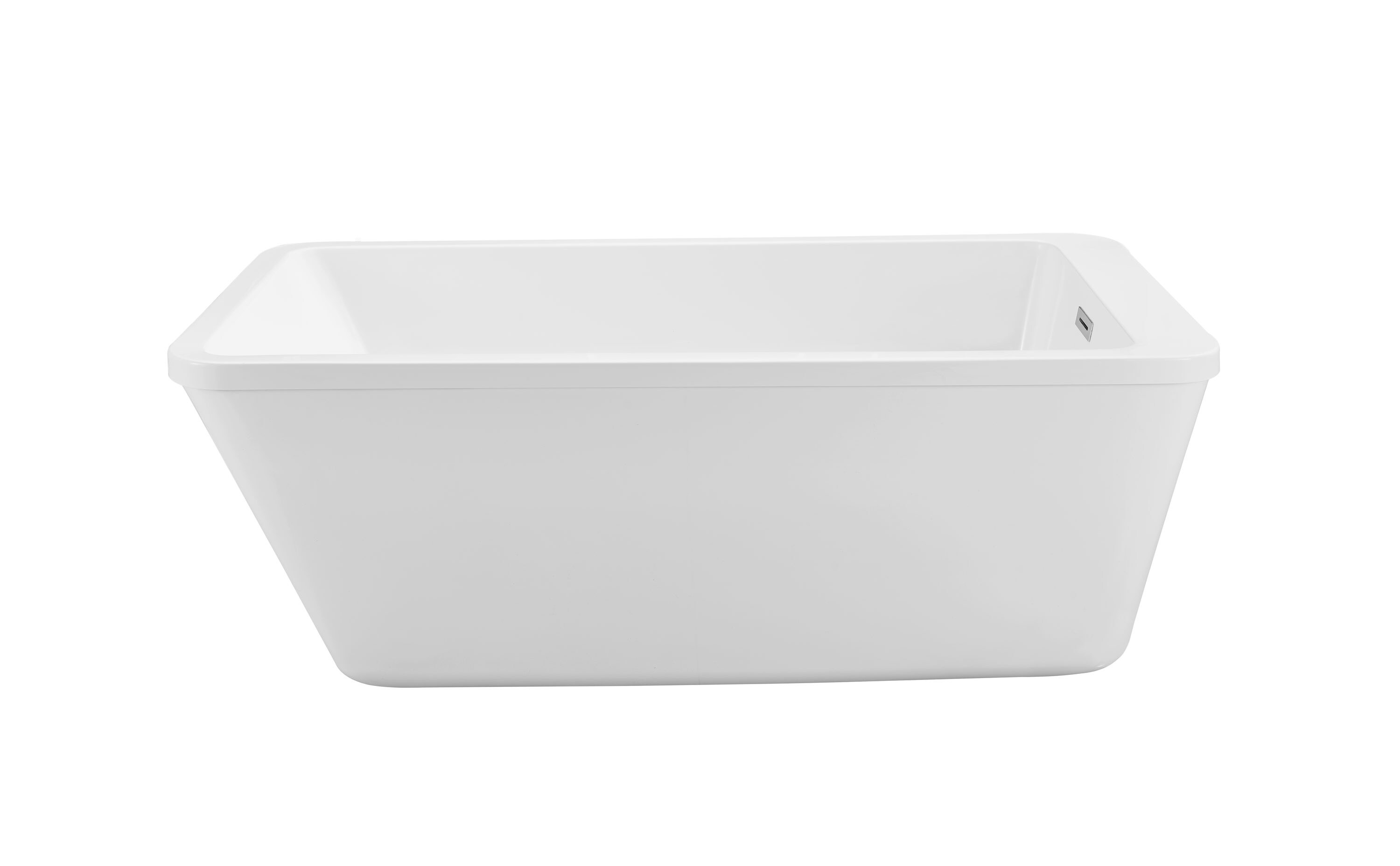 60" White Acrylic Freestanding Soaking Bathtub with Chrome Drain