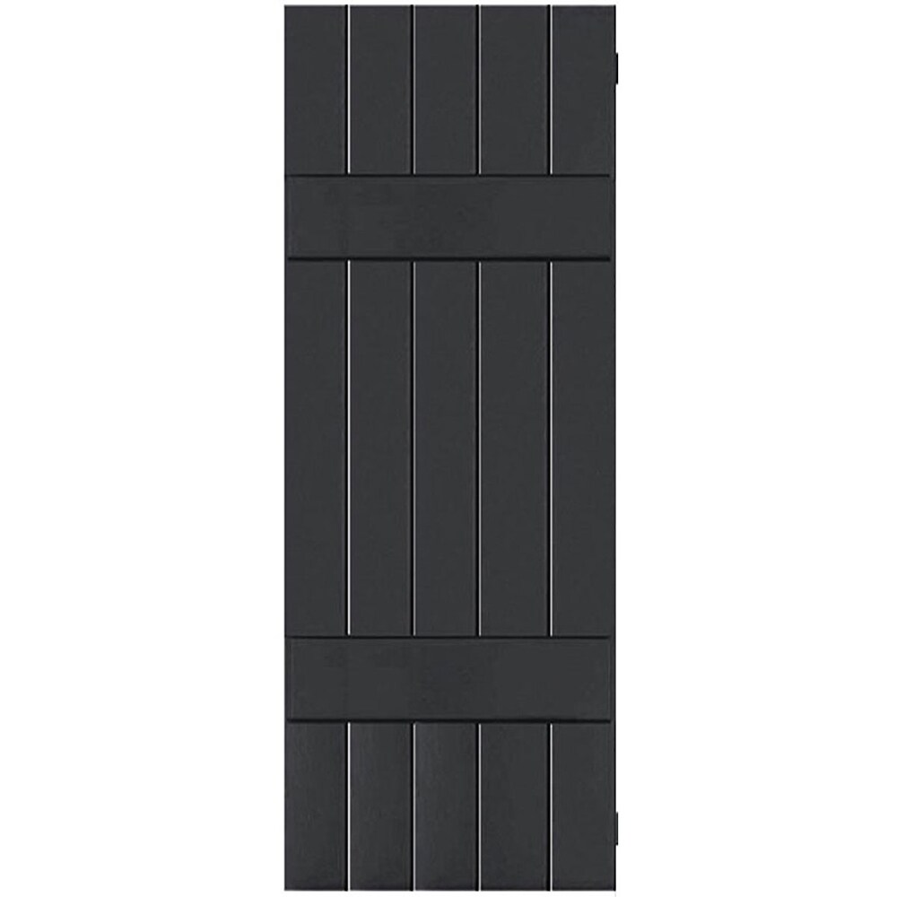 Ekena Millwork RWB18X060BLM 18-in W x 60-in H Black Board and batten Wood Exterior Shutters ( 2 -Pack )