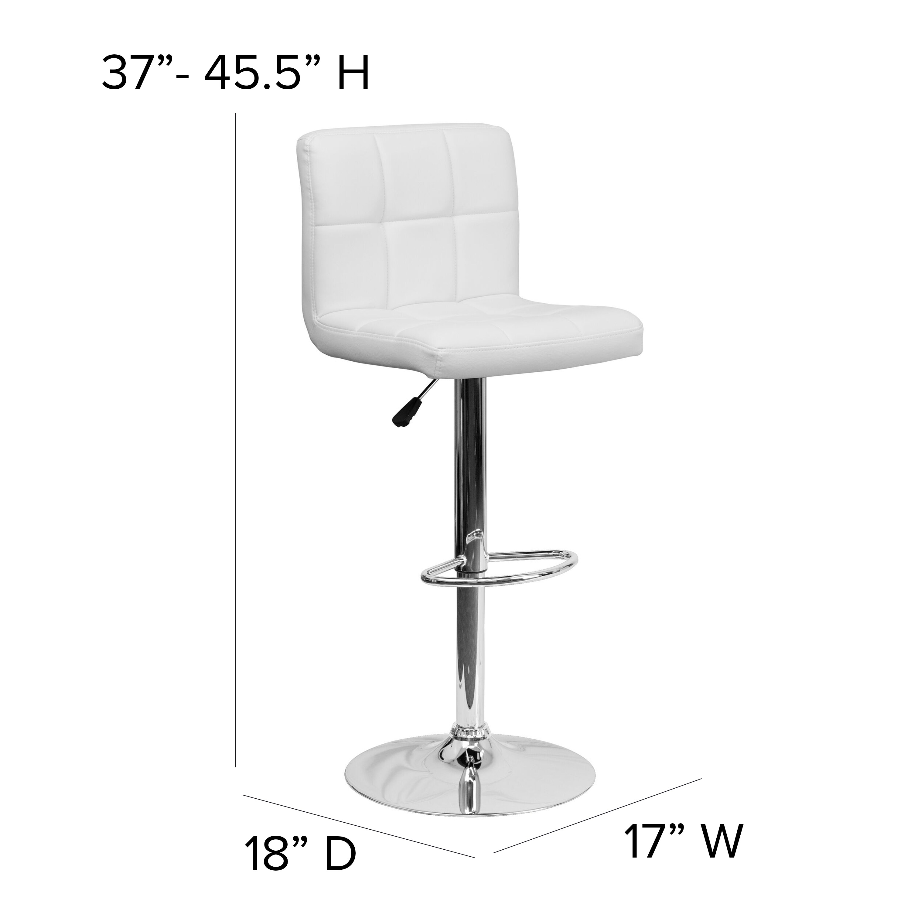 Flash Furniture White 34-in H Adjustable height Upholstered Swivel ...